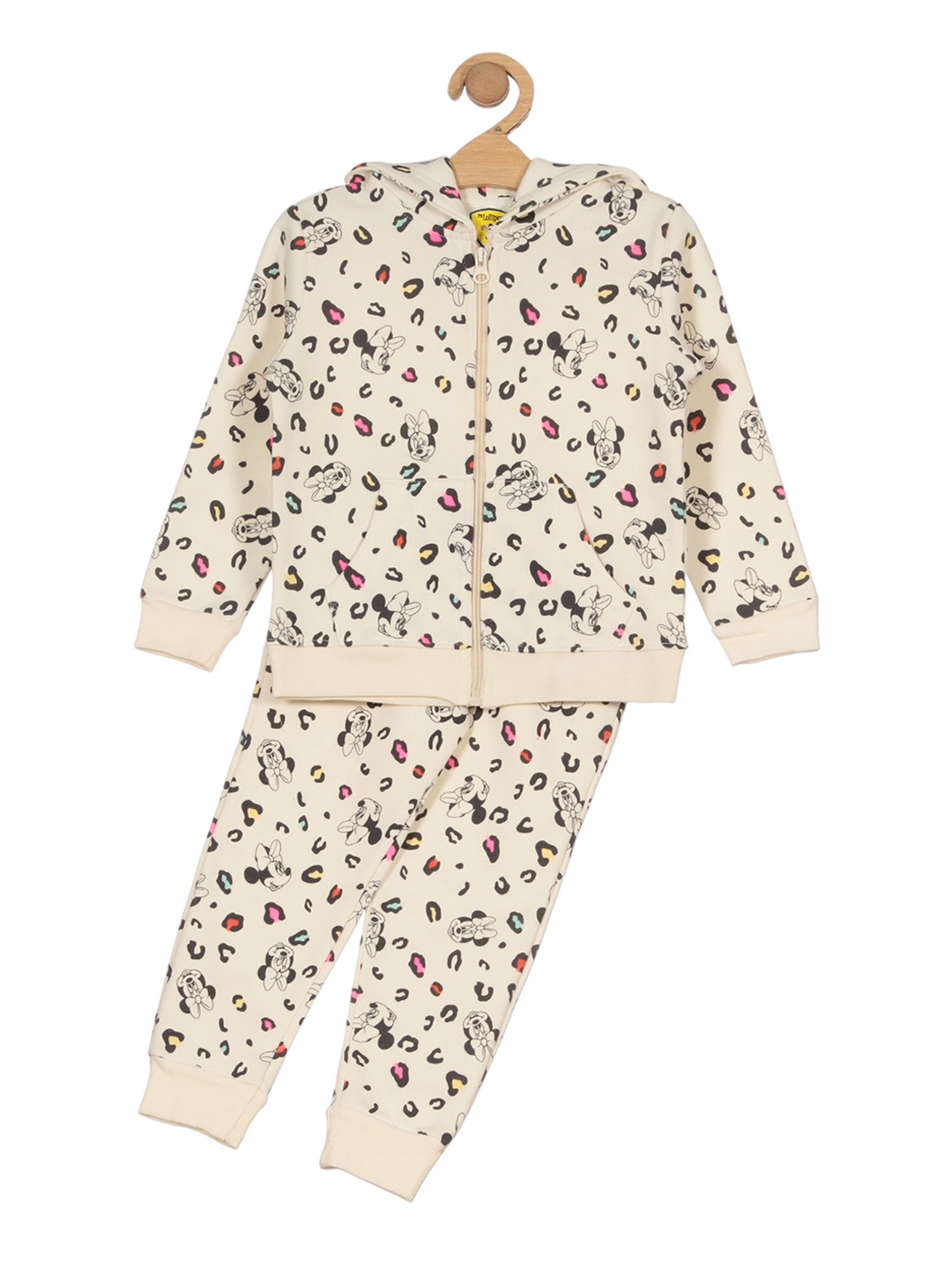 

Lil Lollipop Kids Graphic Printed Hooded Pure Cotton Tracksuit, Cream