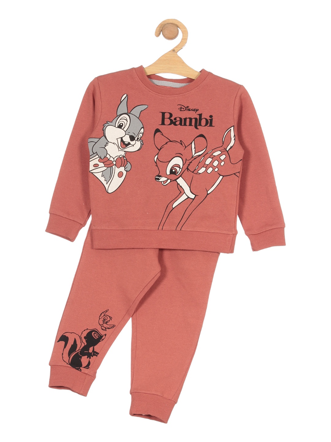 

Lil Lollipop Boys Bambi Printed Round Neck Mid-Rise Fleece Tracksuits, Rust
