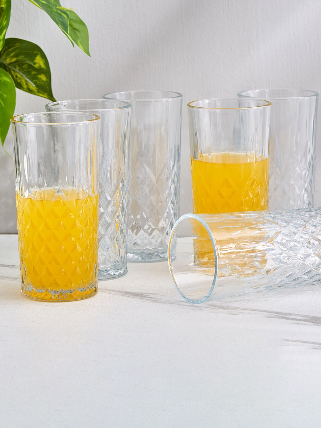 

Home Centre Mizu 6 Pcs Transparent Long Juice Glasses - 350 ML Each