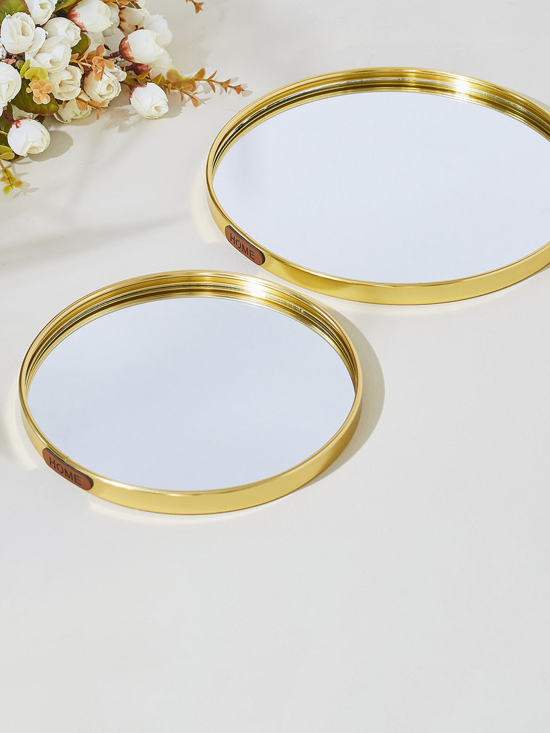 

Home Centre Suvarna Gold Toned 2 Pieces Mirror Decorative Trays