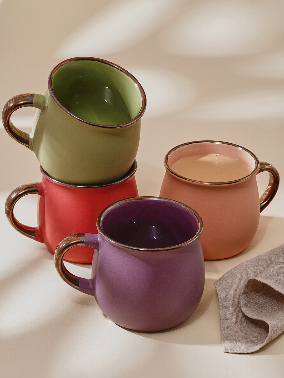 

Home Centre Vibgyor Green & Red 4 Pieces Textured Stoneware Soup Bowls- 340 ML Each