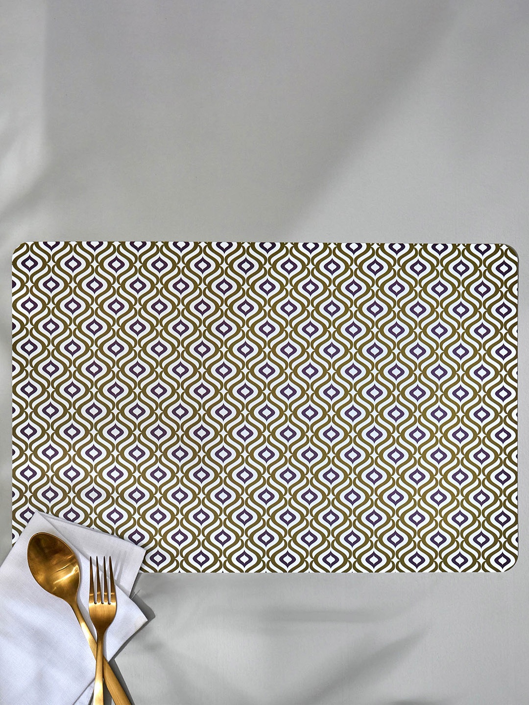 

Home Centre Mandarin 6 Pcs White & Olive Green Printed Table Placemats