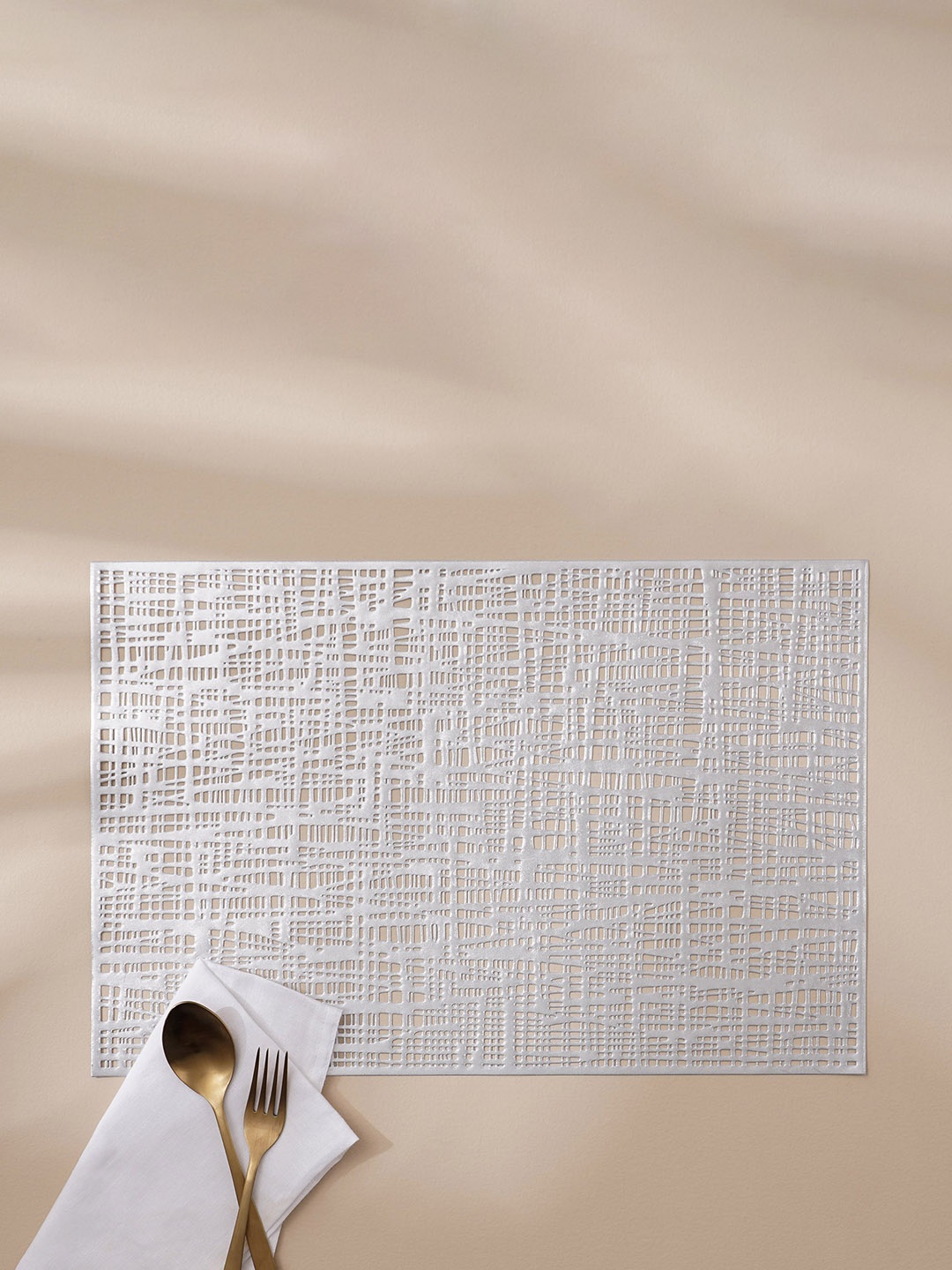 

Home Centre Cinder Laser Cut Work Table Placemat, Silver