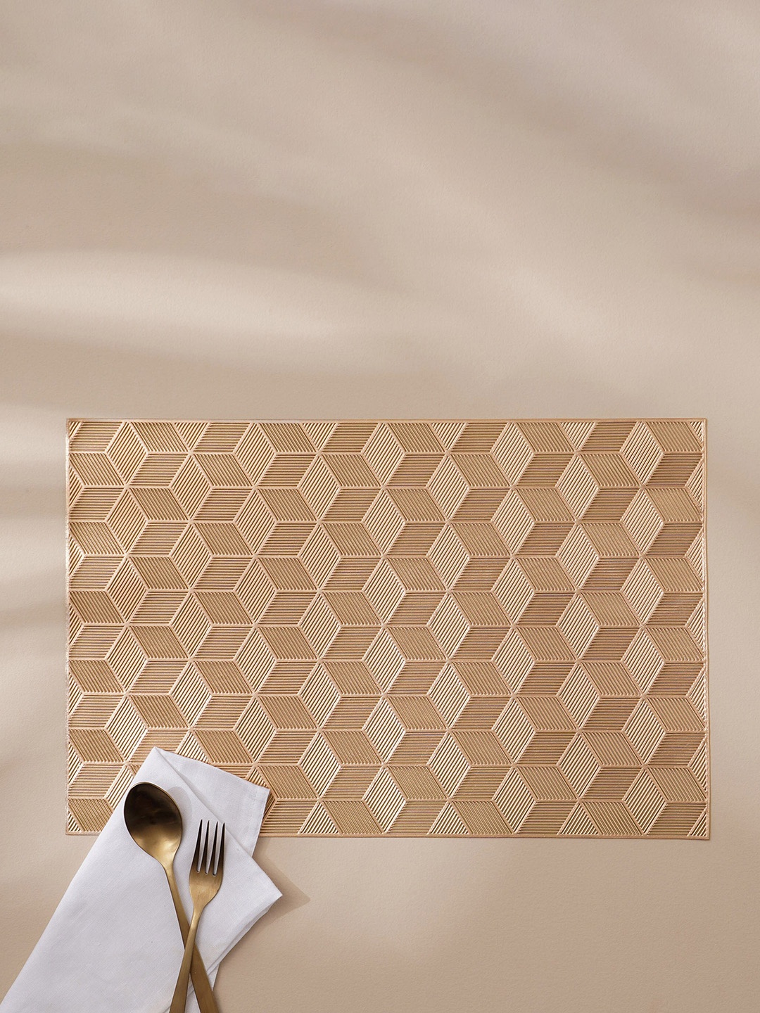 

Home Centre Cinder Gold Toned Printed Rectangular Table Placemat
