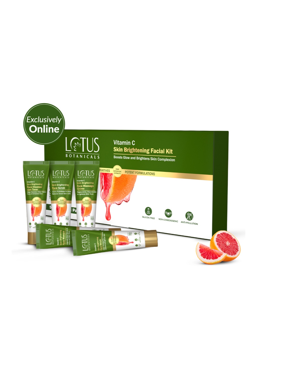 

Lotus Botanicals Vitamin C Skin Brightening 5 Step Facial Kit - 44 g, Orange
