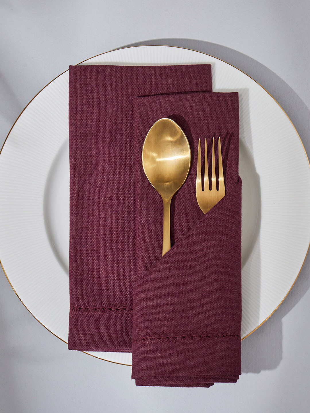 

Home Centre Burgundy 2 Pieces Cotton Table Napkins