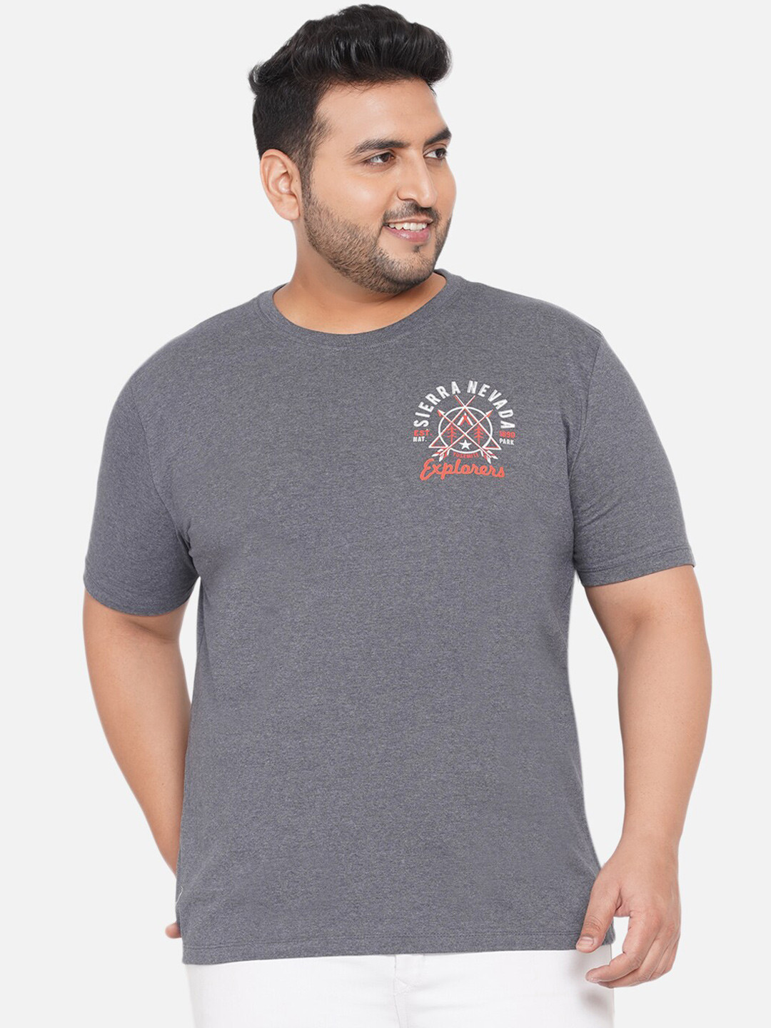 

Santonio Plus Size Short Sleeves Pure Cotton T-shirt, Grey