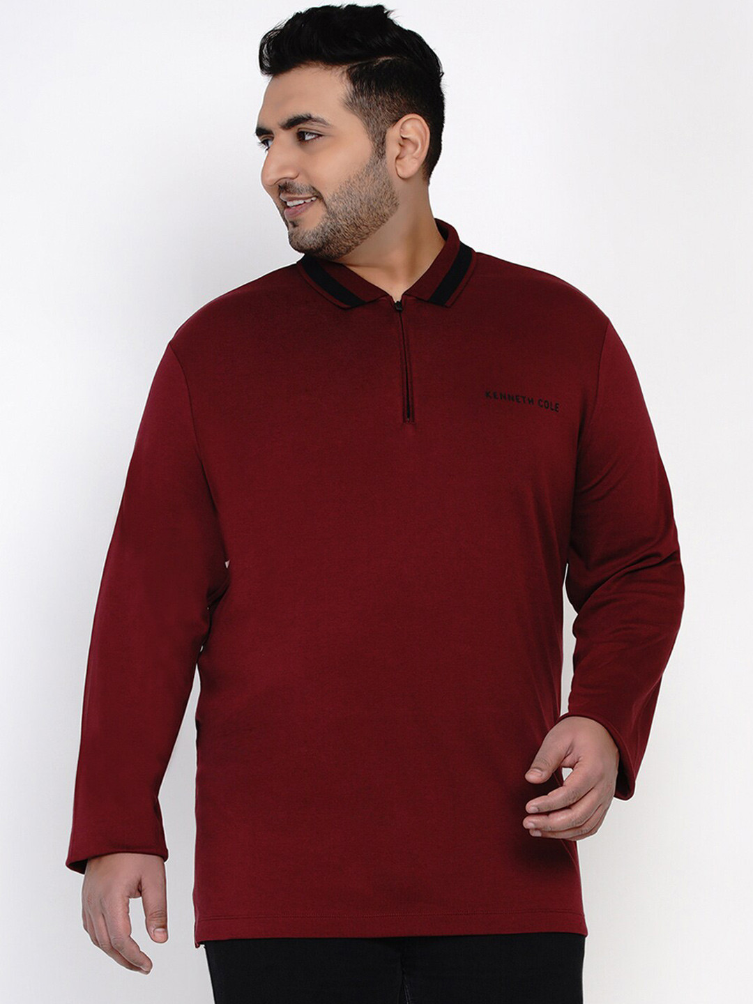 

Santonio Men Plus Size Green Polo Collar Applique T-shirt, Maroon