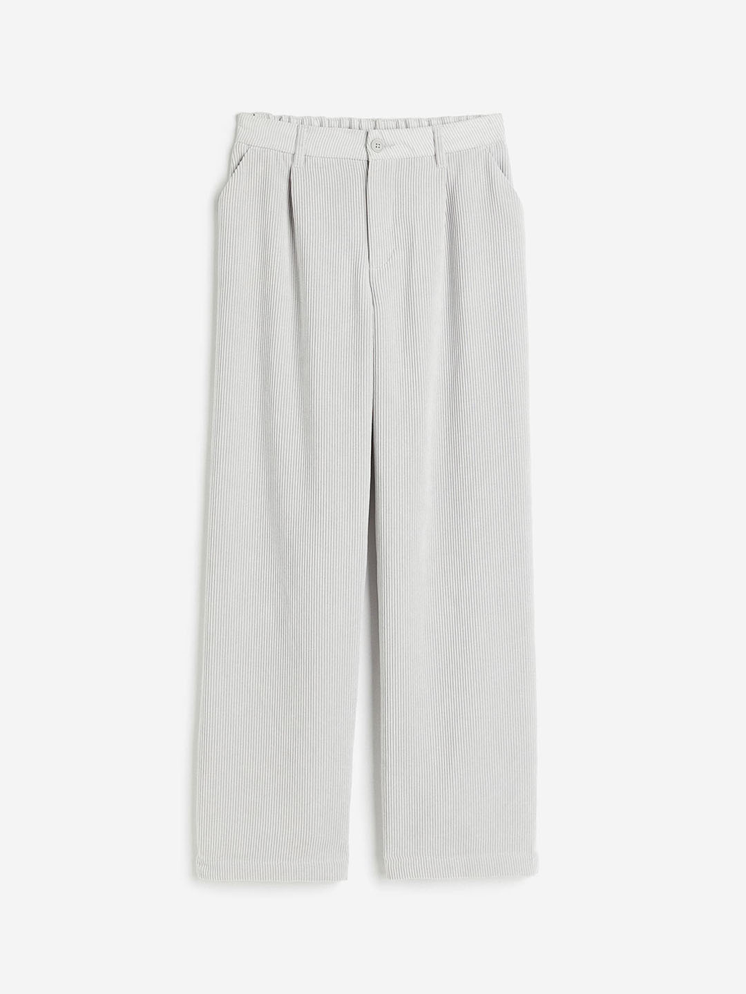

H&M Women Wide Corduroy Trousers, Grey