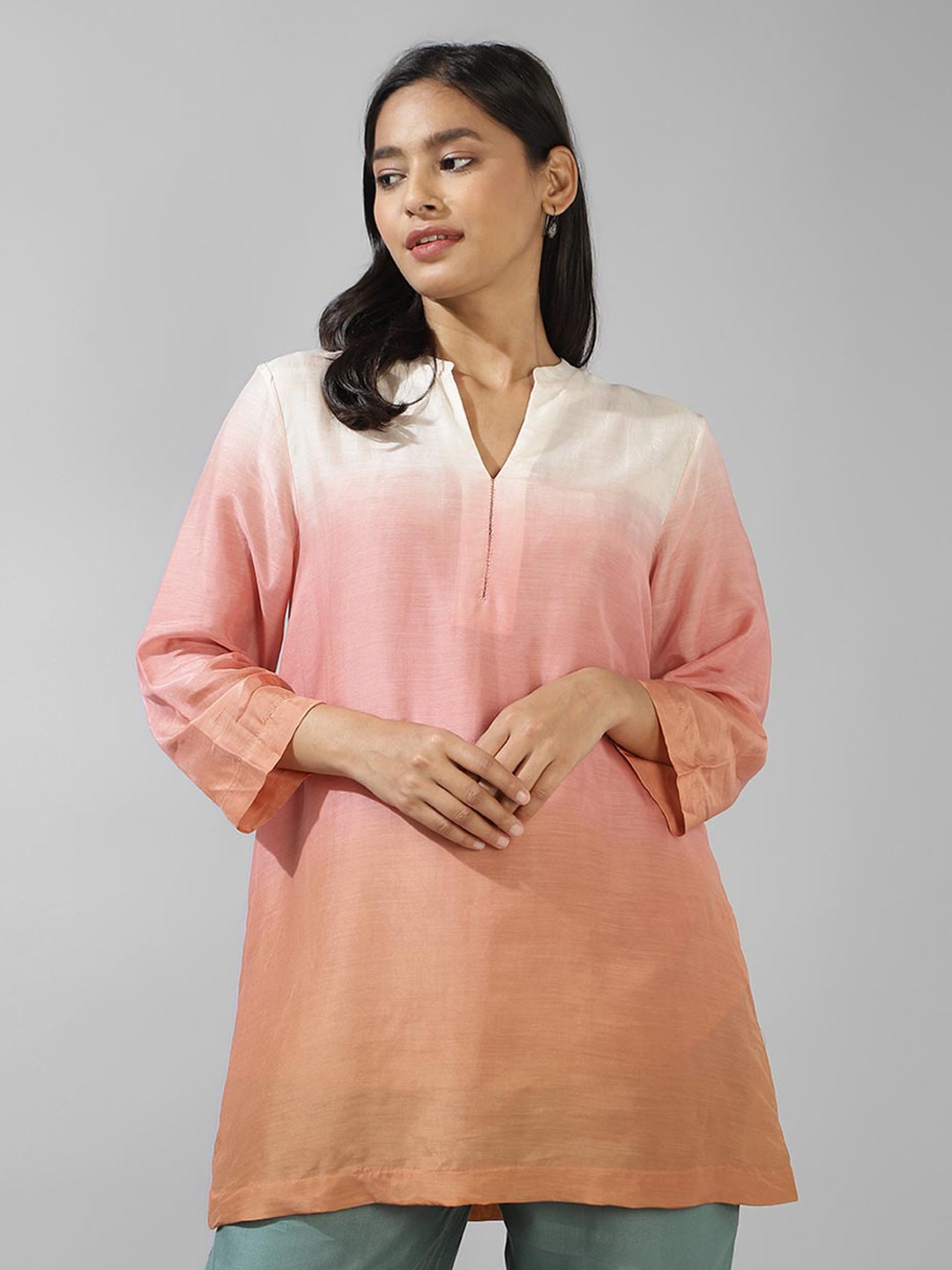 

Fabindia Mandarin Collar Tunic, Orange