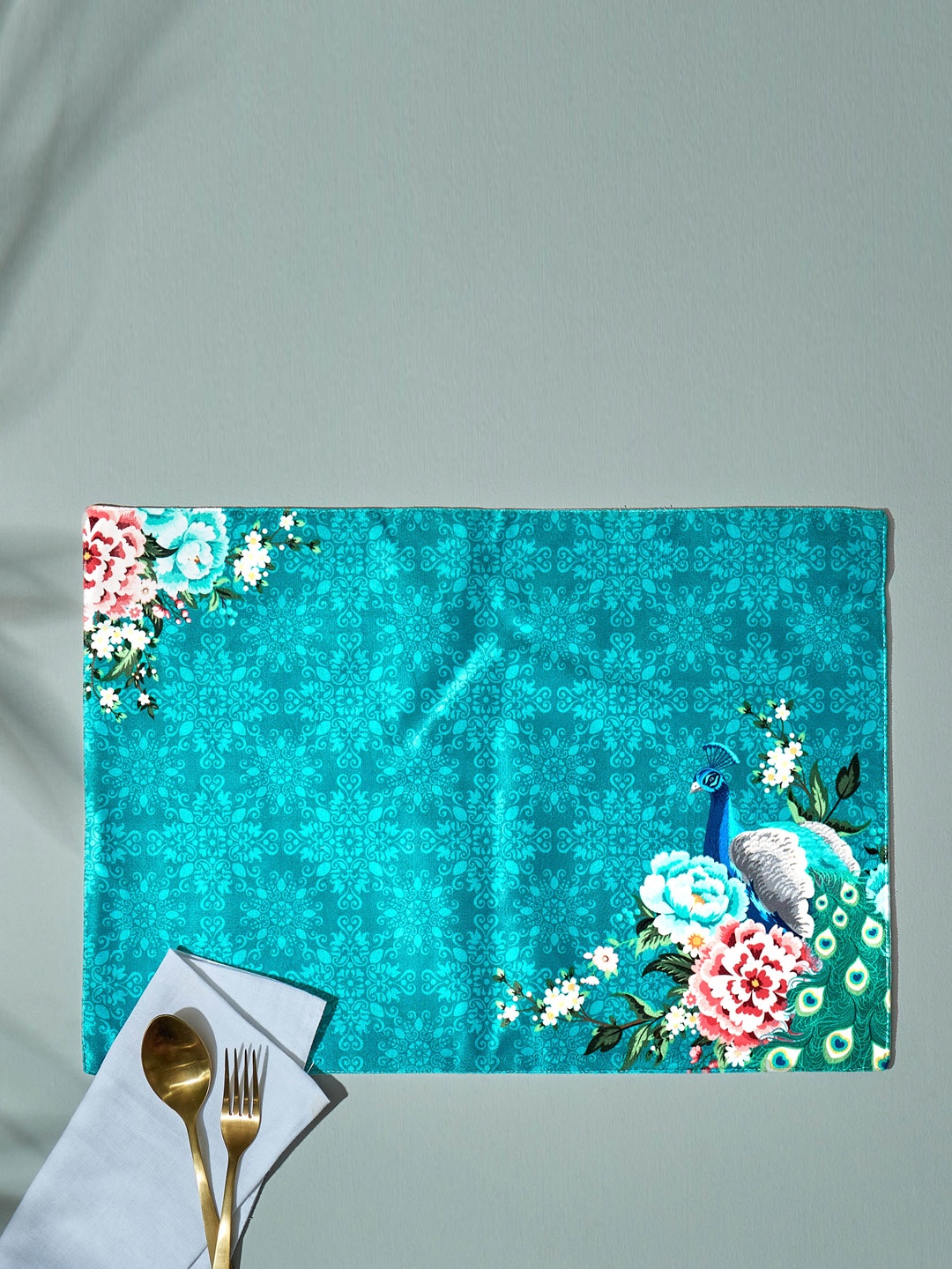 

Home Centre Corsica Teal Green Floral Printed Reversible Table Placemat