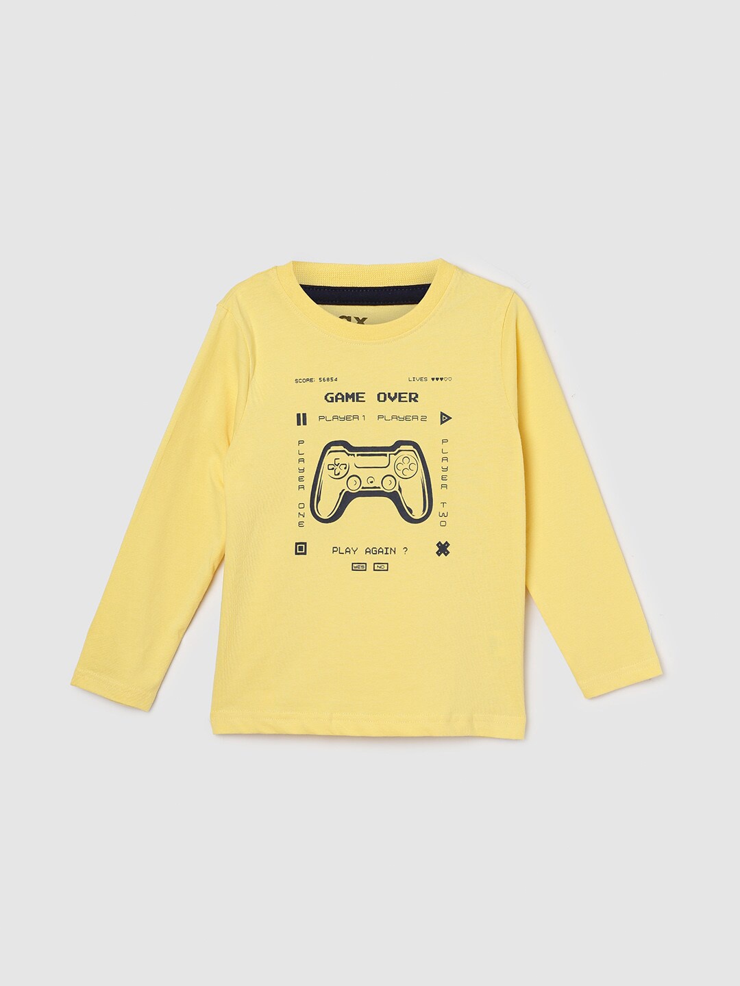 

max Boys Typography Printed Pure Cotton T-shirt, Yellow