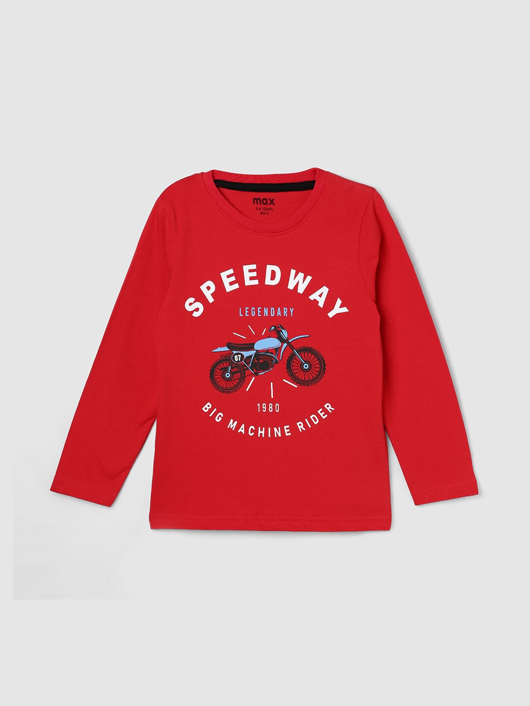 

max Boys Graphic Printed Round Neck Cotton T-shirt, Red