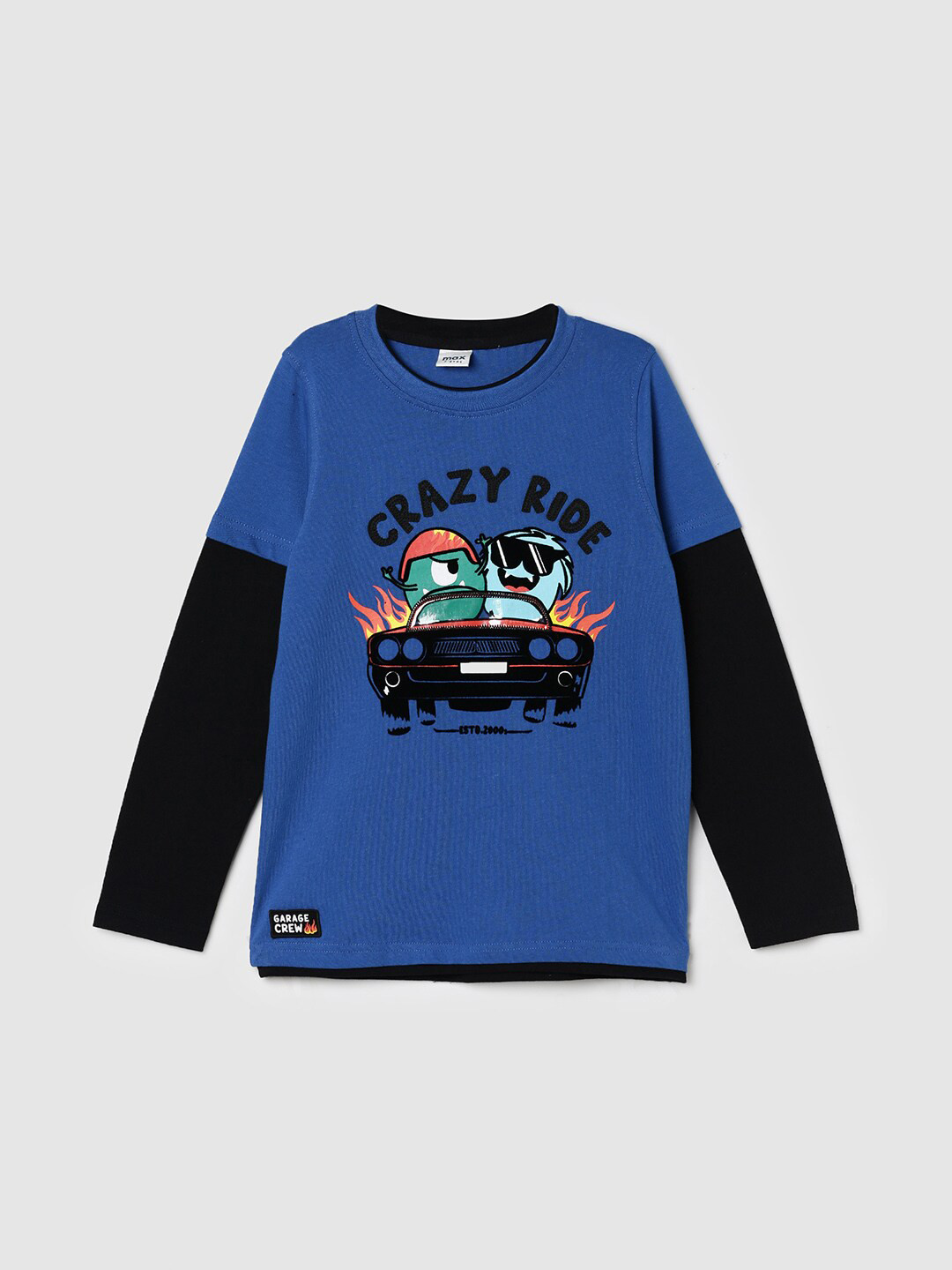 

max Boys Graphic Printed Pure Cotton Casual T-shirt, Blue