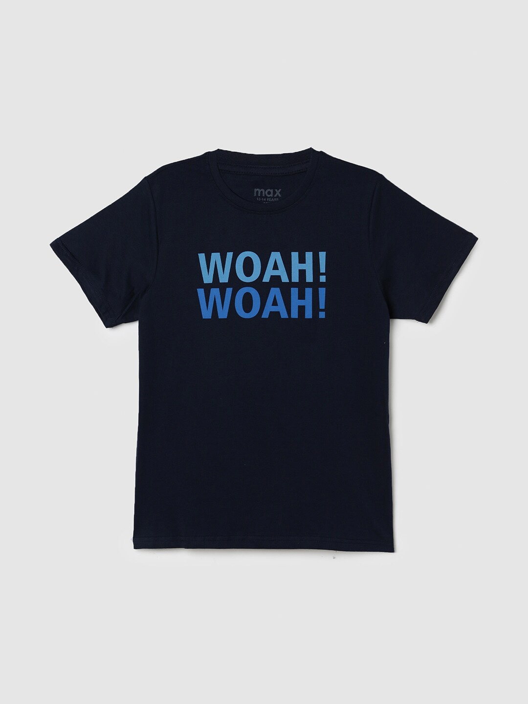 

max Boys Typography Printed Round Neck Cotton T-shirt, Navy blue