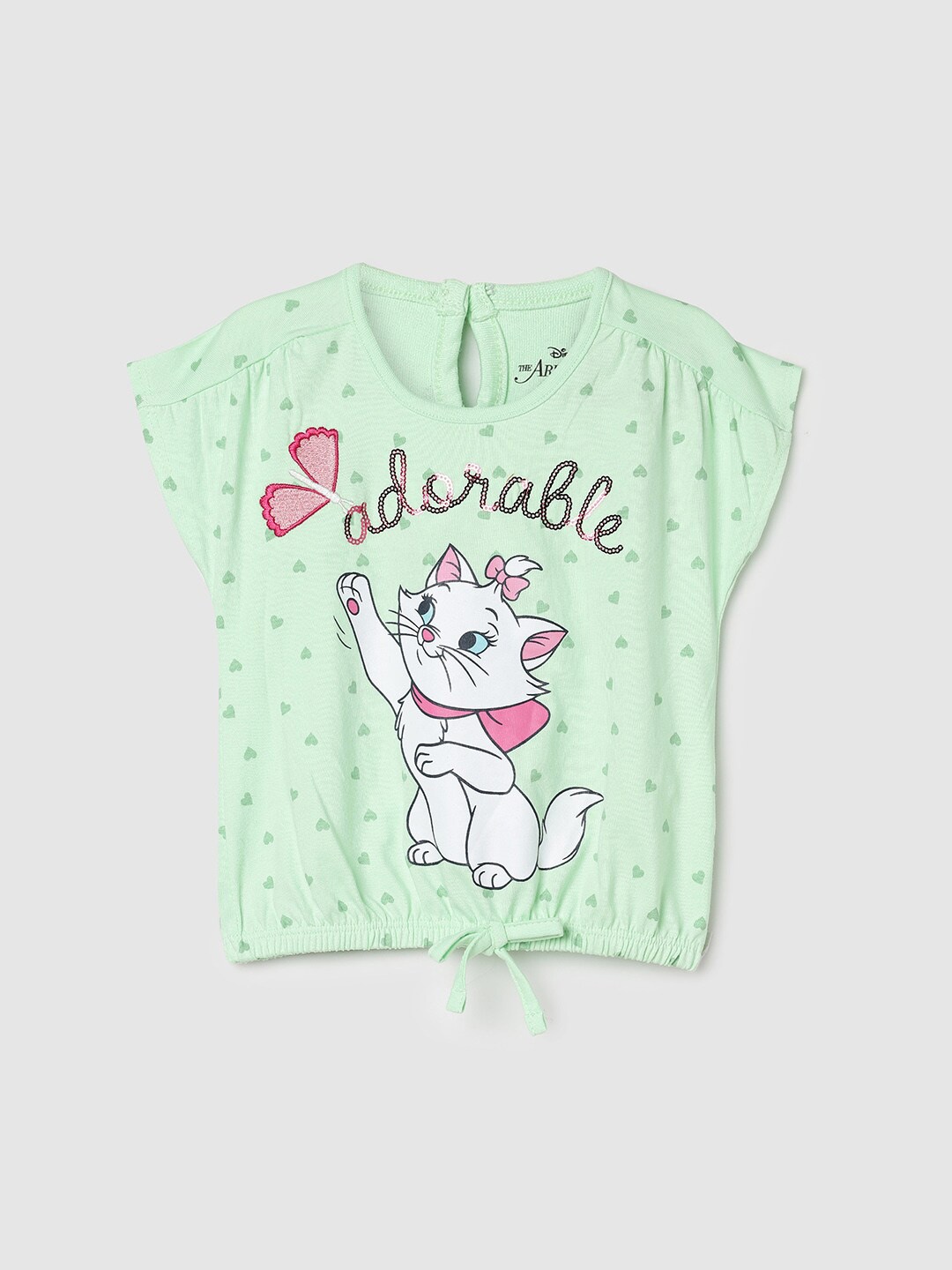 

max Infants Girls Graphic Printed Extended Sleeves Regular Fit Cotton T-shirt, Green