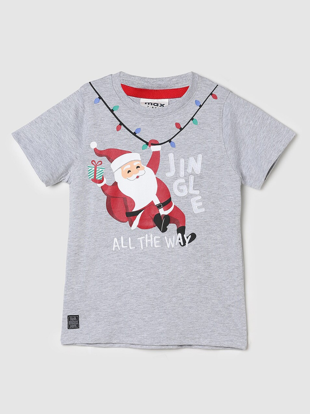 

max Boys Grey Graphic Printed Pure Cotton T-shirt