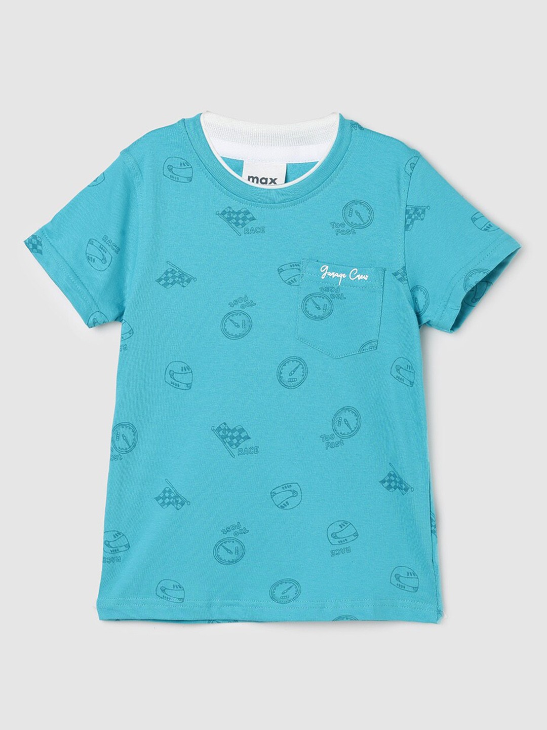 

max Boys Conversational Printed Pure Cotton T-shirt, Blue
