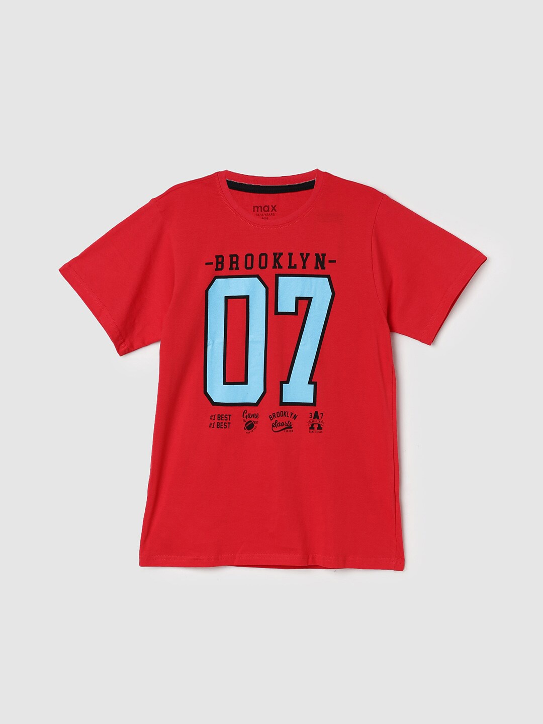 

max Boys Typography Printed Pure Cotton T-shirt, Red