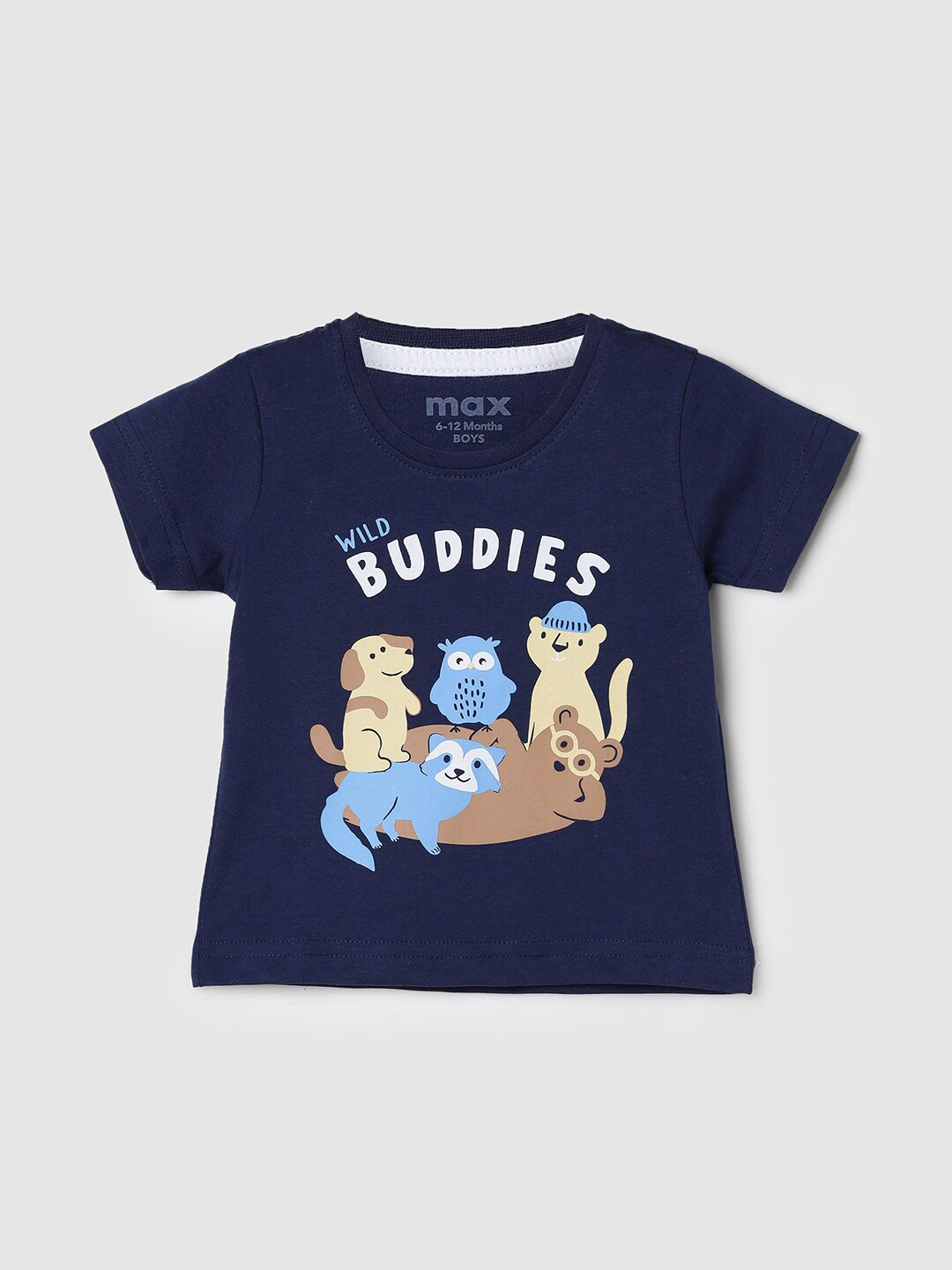 

max Boys Graphic Printed Pure Cotton T-Shirt, Navy blue