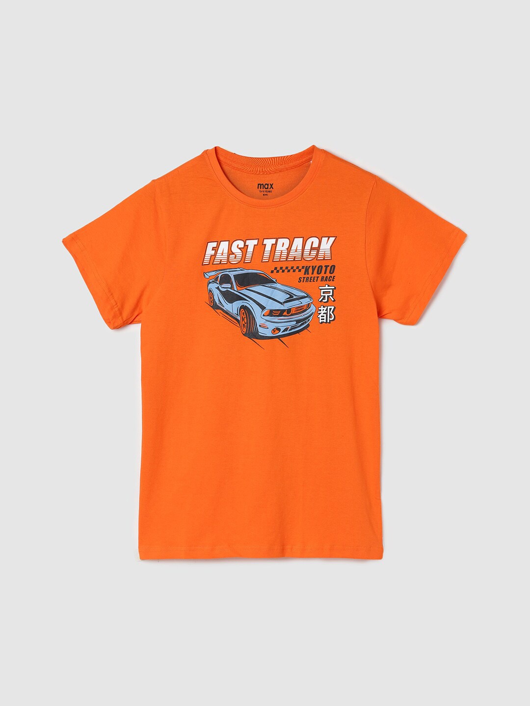 

max Boys Graphic Printed Regular Fit Cotton T-shirt, Orange