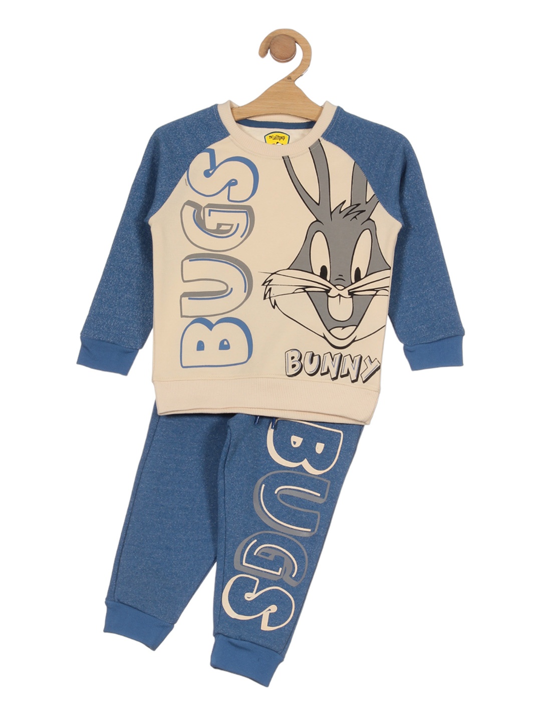 

Lil Lollipop Kids Bugs Bunny Printed Round Neck Cotton Fleece Tracksuits, Blue