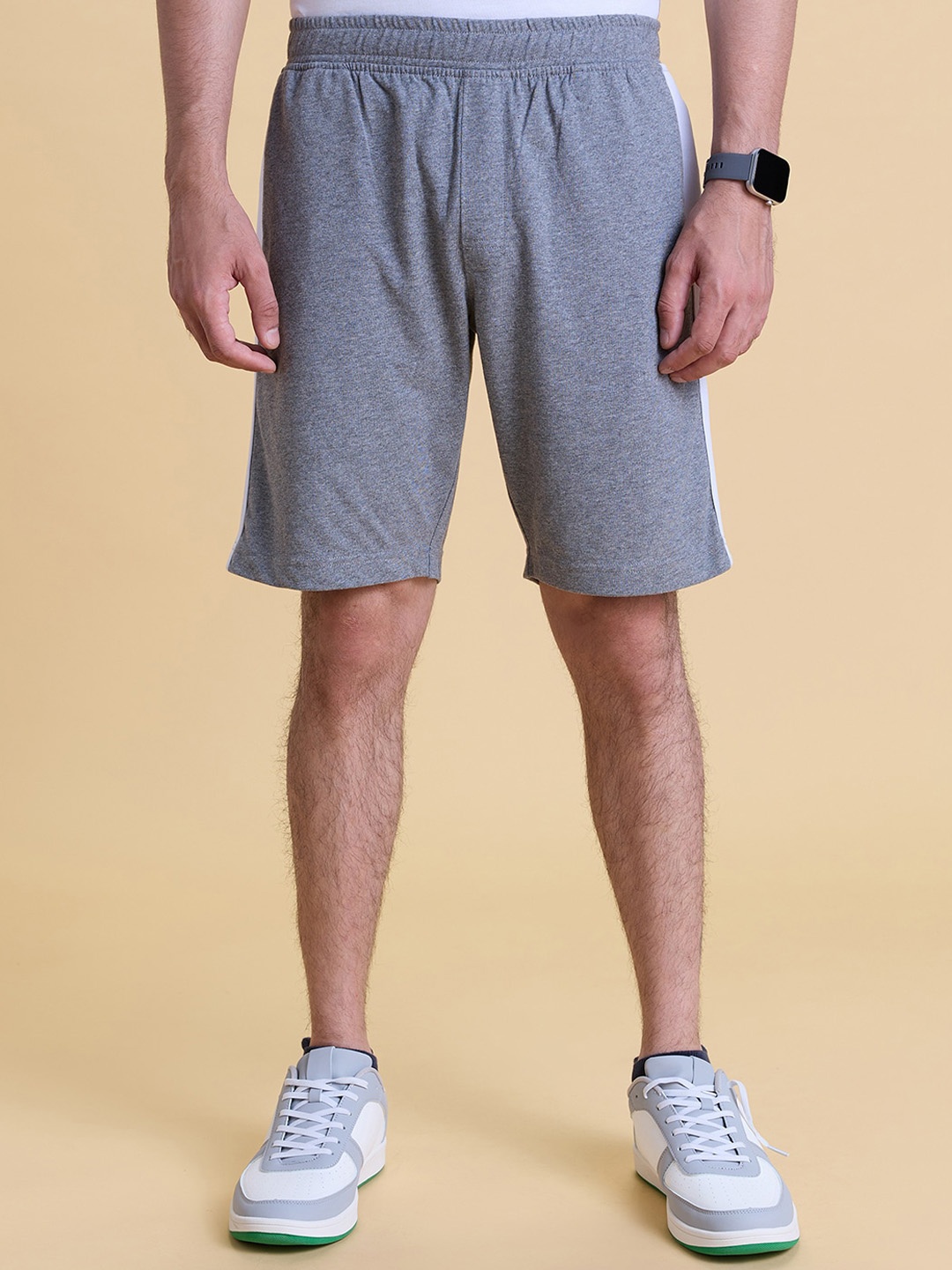 

Gloot Men Mid-Rise Pure Cotton Moisture Wicking Sports Shorts, Grey