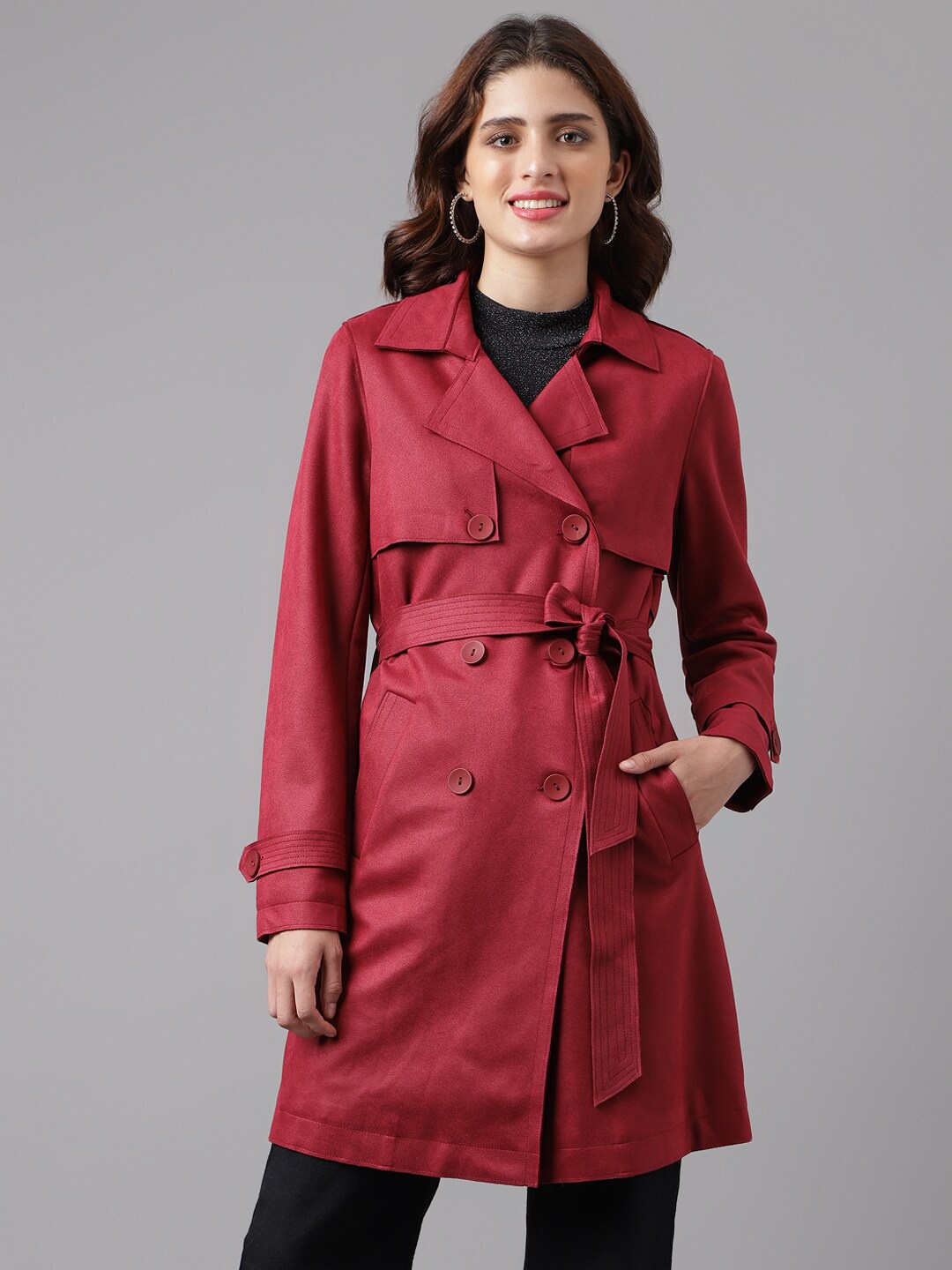 

Latin Quarters Lapel Collar Longline Tailored Jacket, Maroon