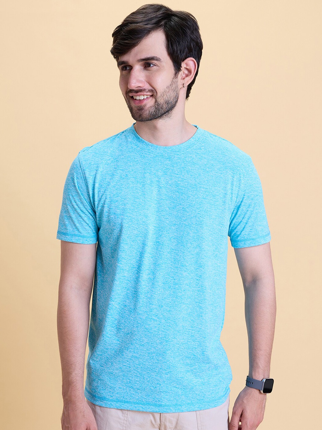 

Gloot Self Design Round Neck T-shirt, Blue