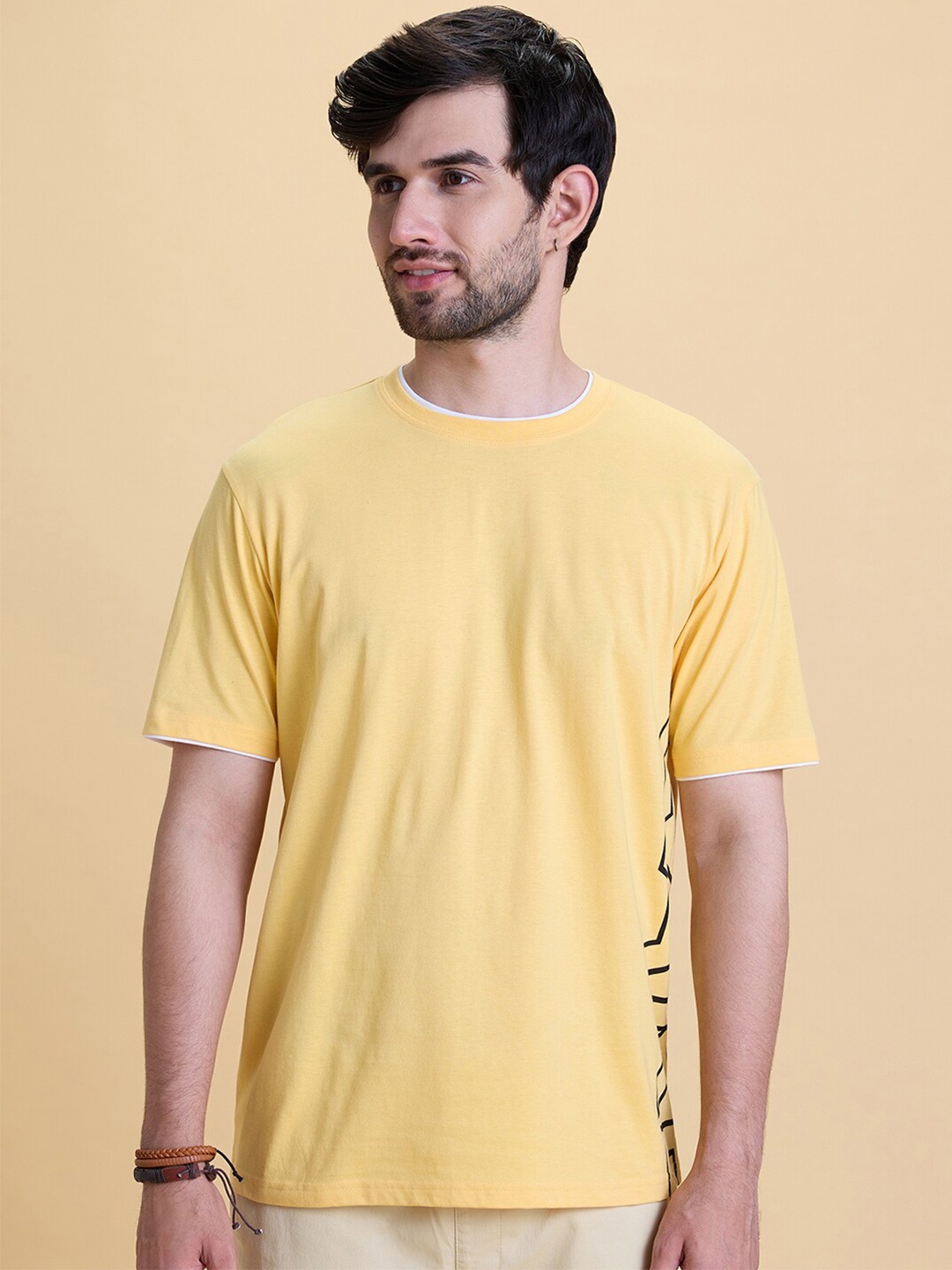 

Gloot Round Neck Cotton T-Shirt, Yellow