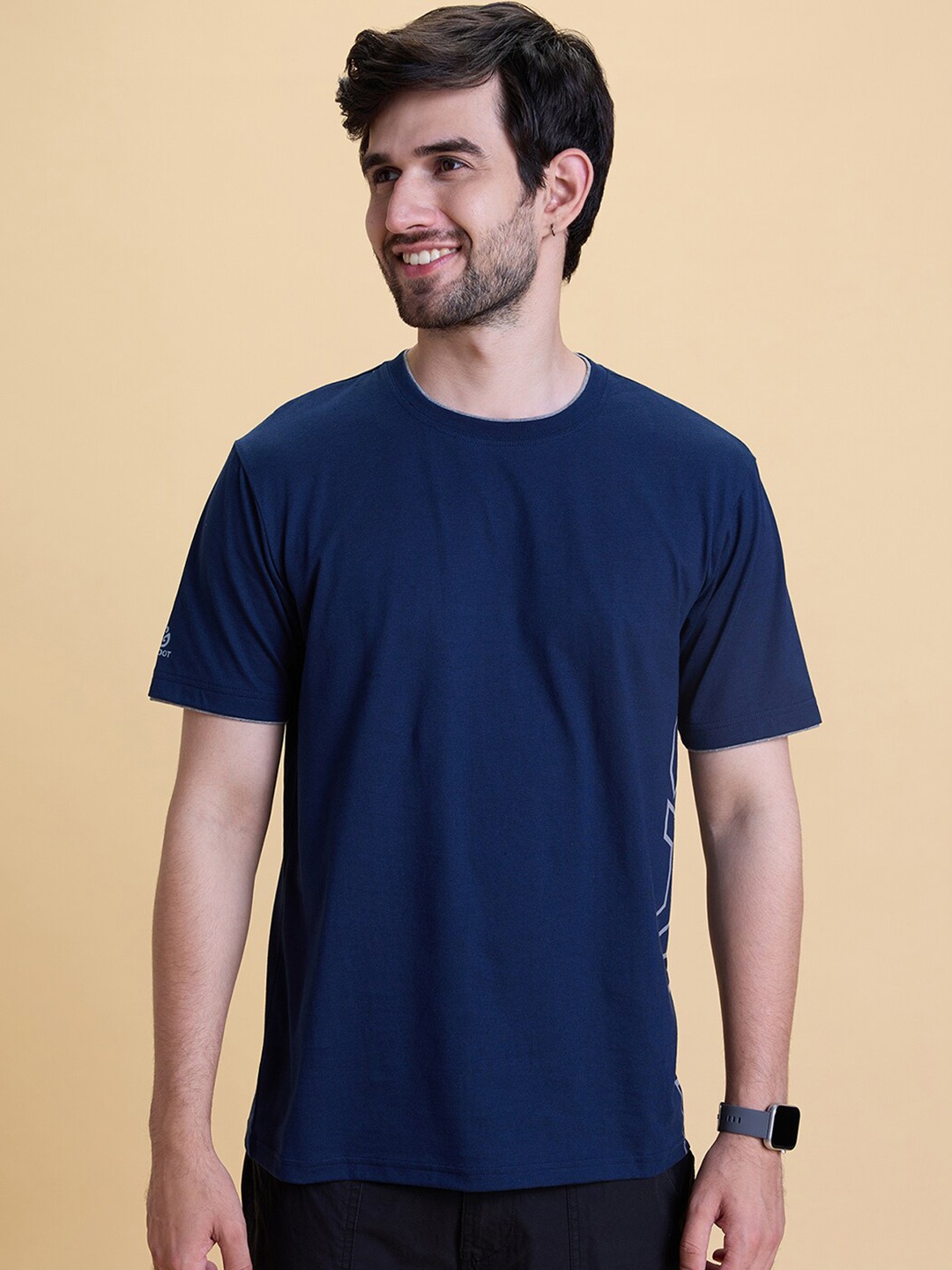 

Gloot Round Neck Cotton Casual T-shirt, Navy blue