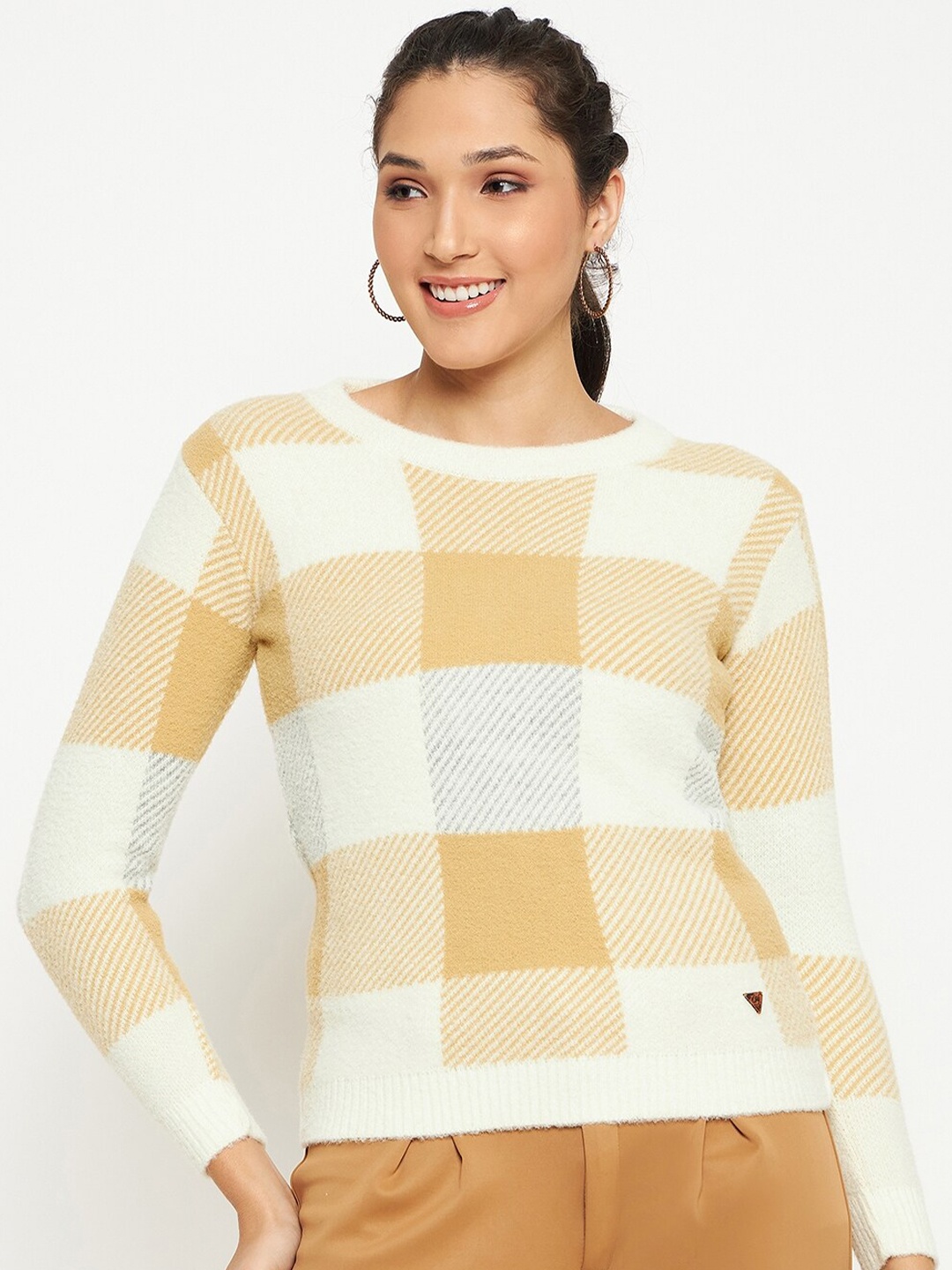 

Duke Checked Acrylic Pullover Sweaters, Yellow