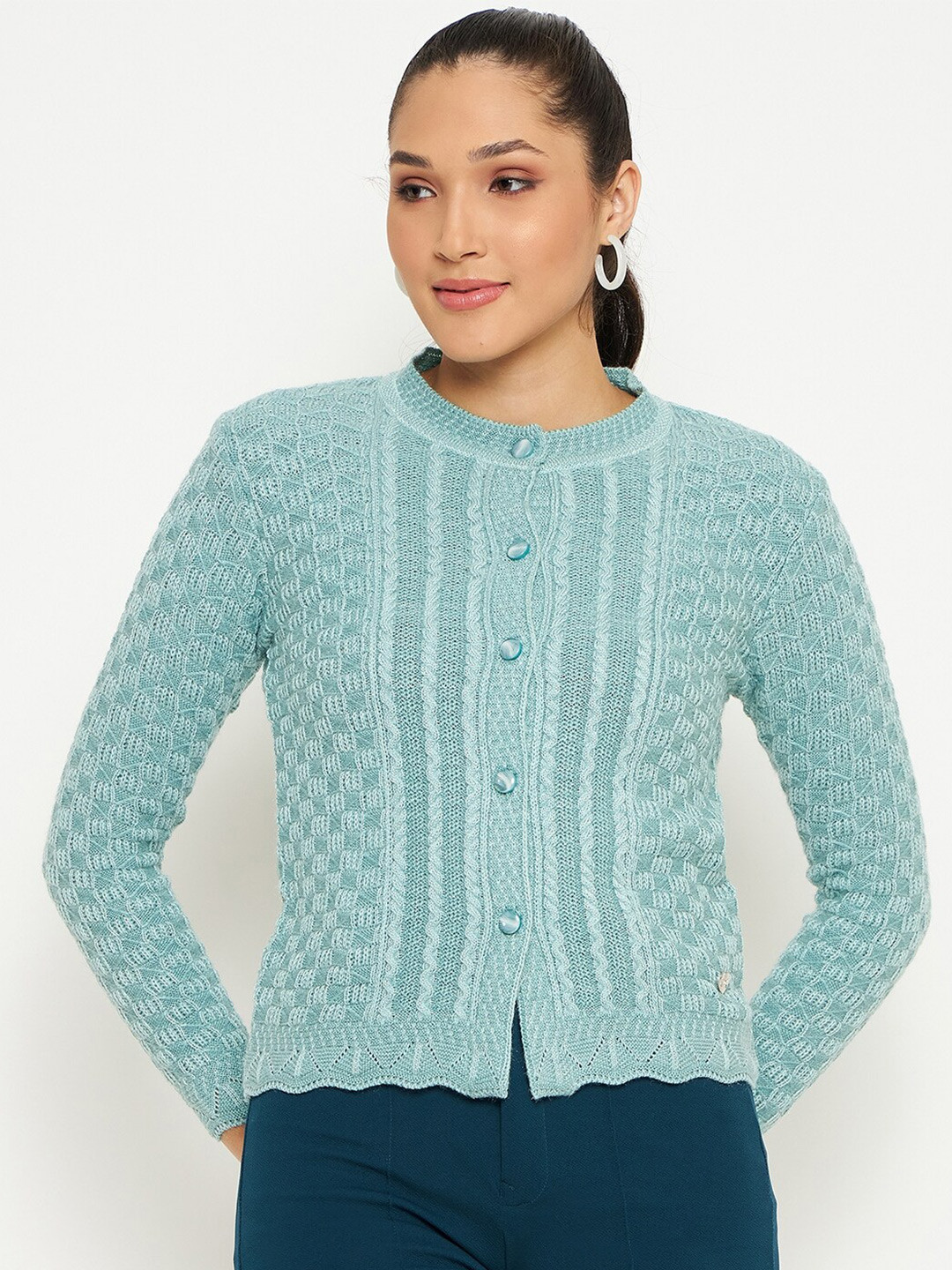 

Duke Cable Knit Acrylic Cardigan, Green