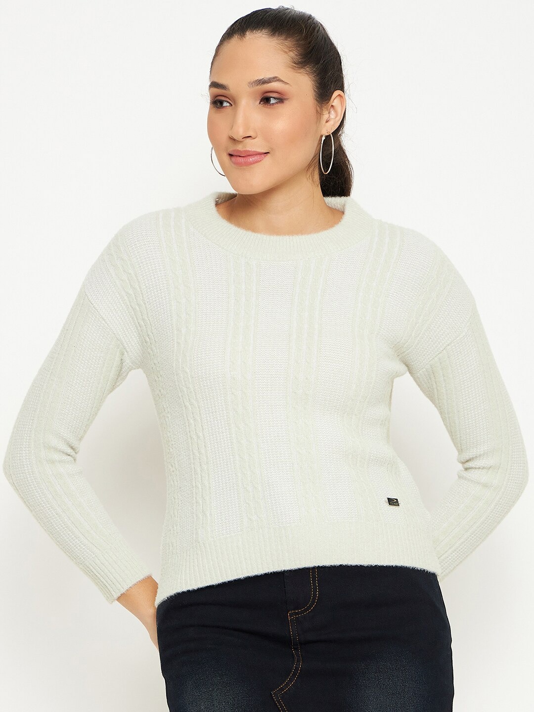 

Duke Cable Knit Acrylic Pullover, Off white