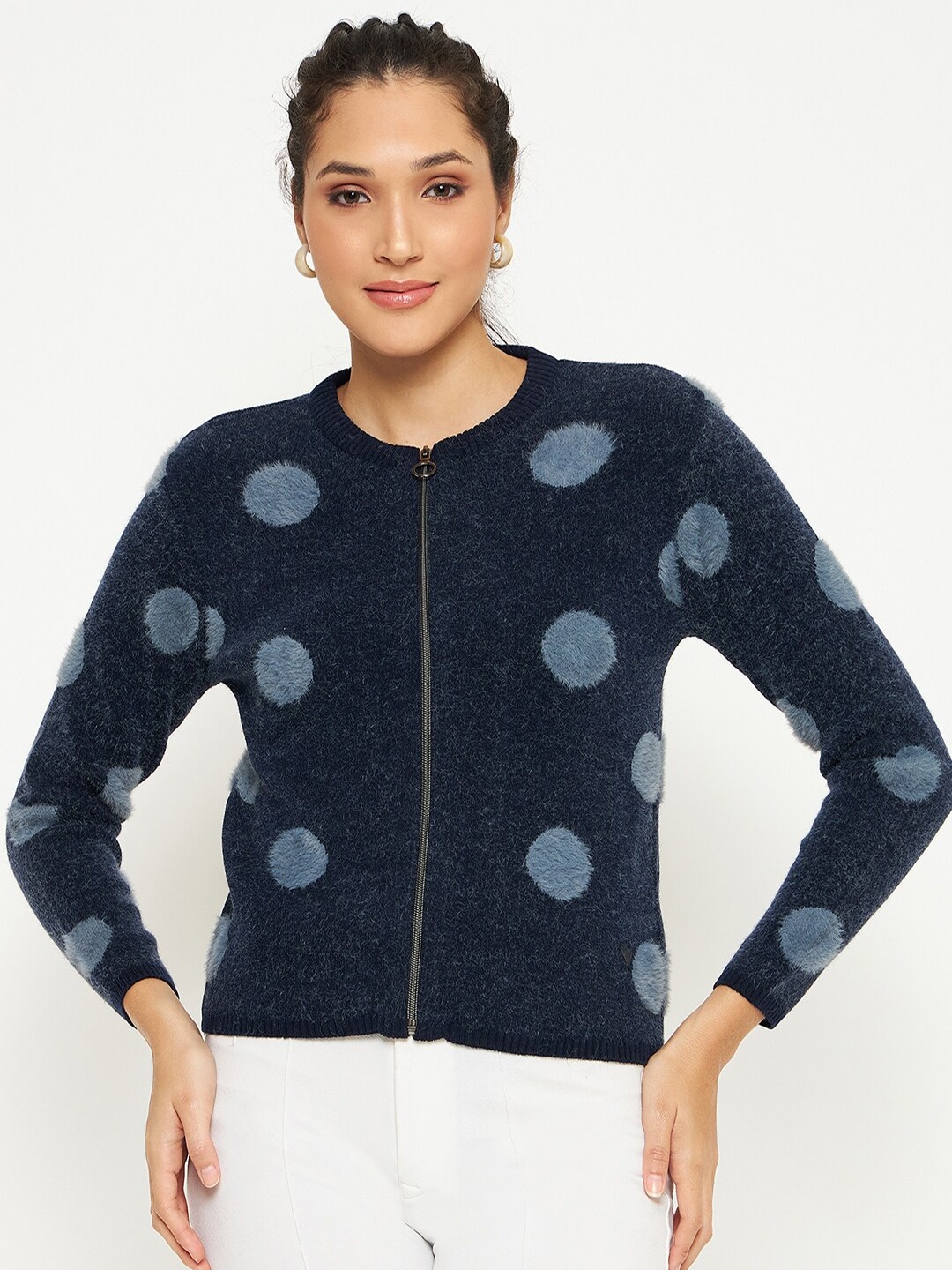 

Duke Printed Long Sleeves Acrylic Cardigan, Navy blue