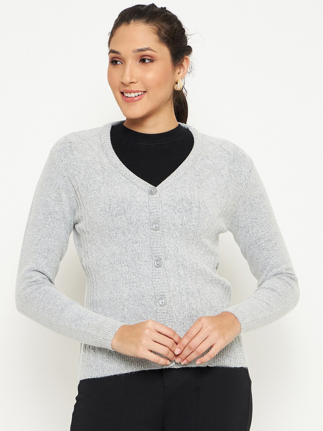 

Duke Self Design Acrylic Cardigan, Grey