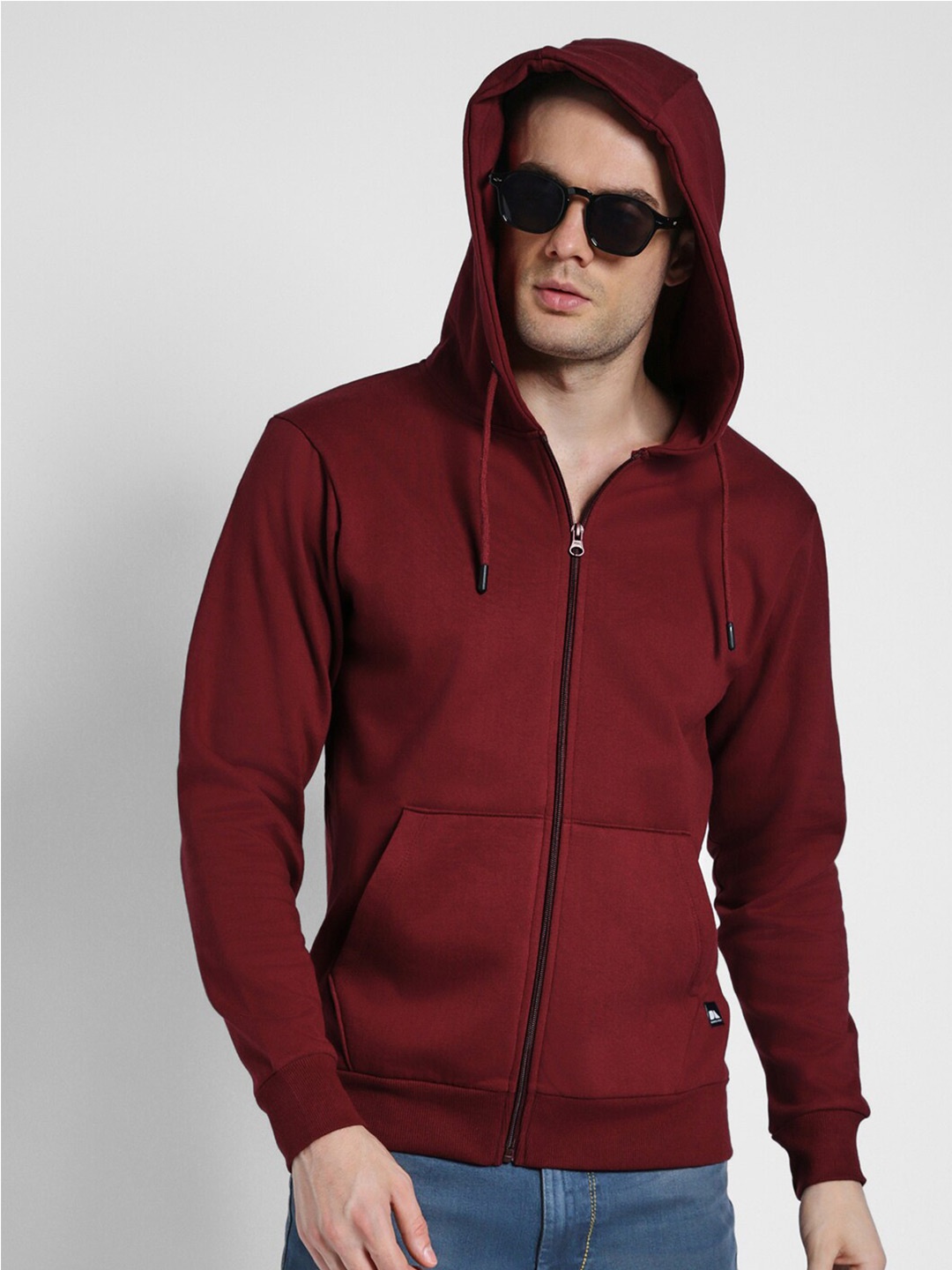 

Dennis Lingo Hooded Front-Open Sweatshirt, Maroon