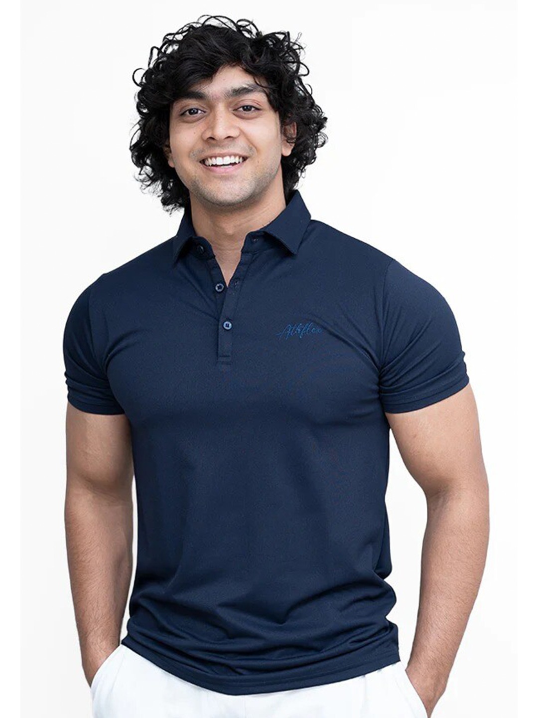 

Athflex Polo Collar Cotton Casual T-shirt, Navy blue