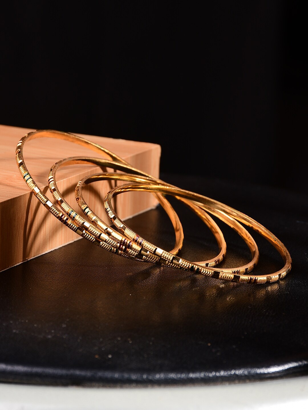 

Bamboo Tree Jewels Set of 4 Gold-Plated Bangles