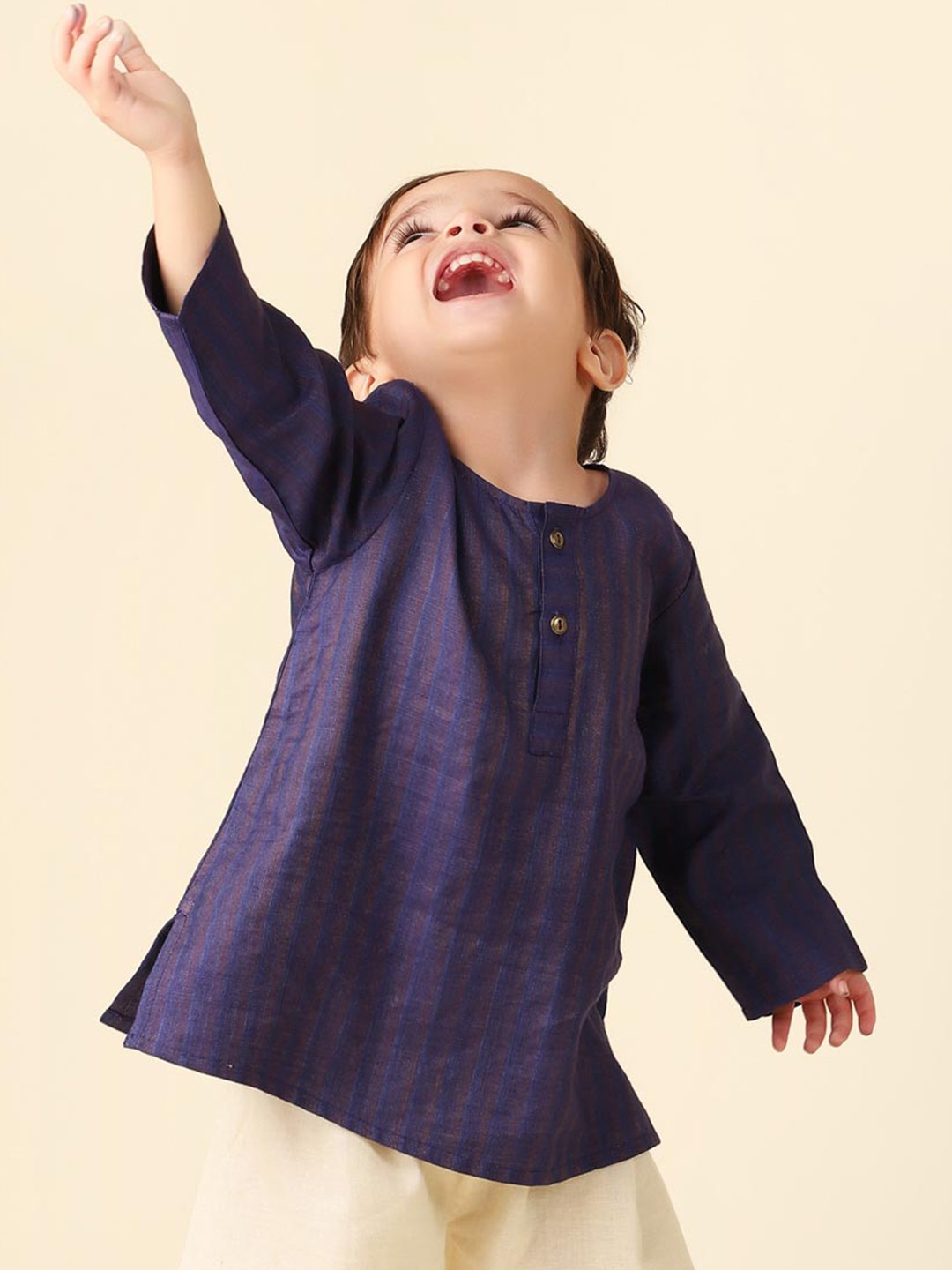 

Fabindia Infants Boys Round Neck A-Line Kurta, Blue