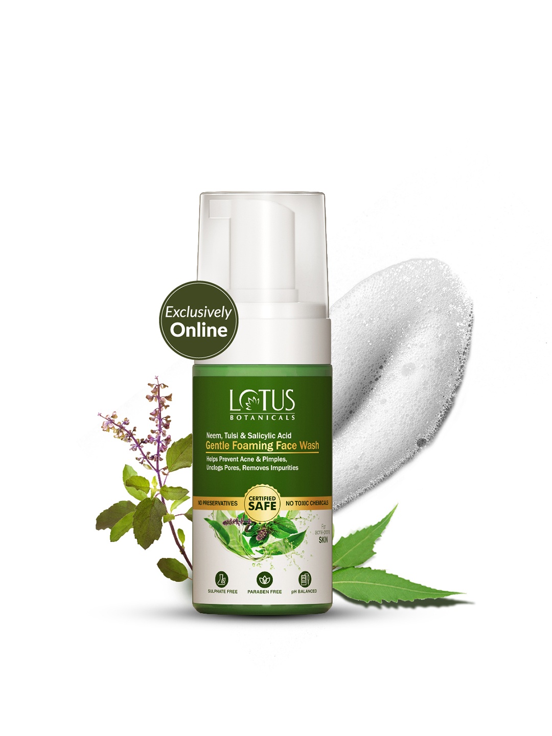 

Lotus Botanicals Neem Tulsi & Salicylic Acid Gentle Foaming Face Wash - 120 ml, Green