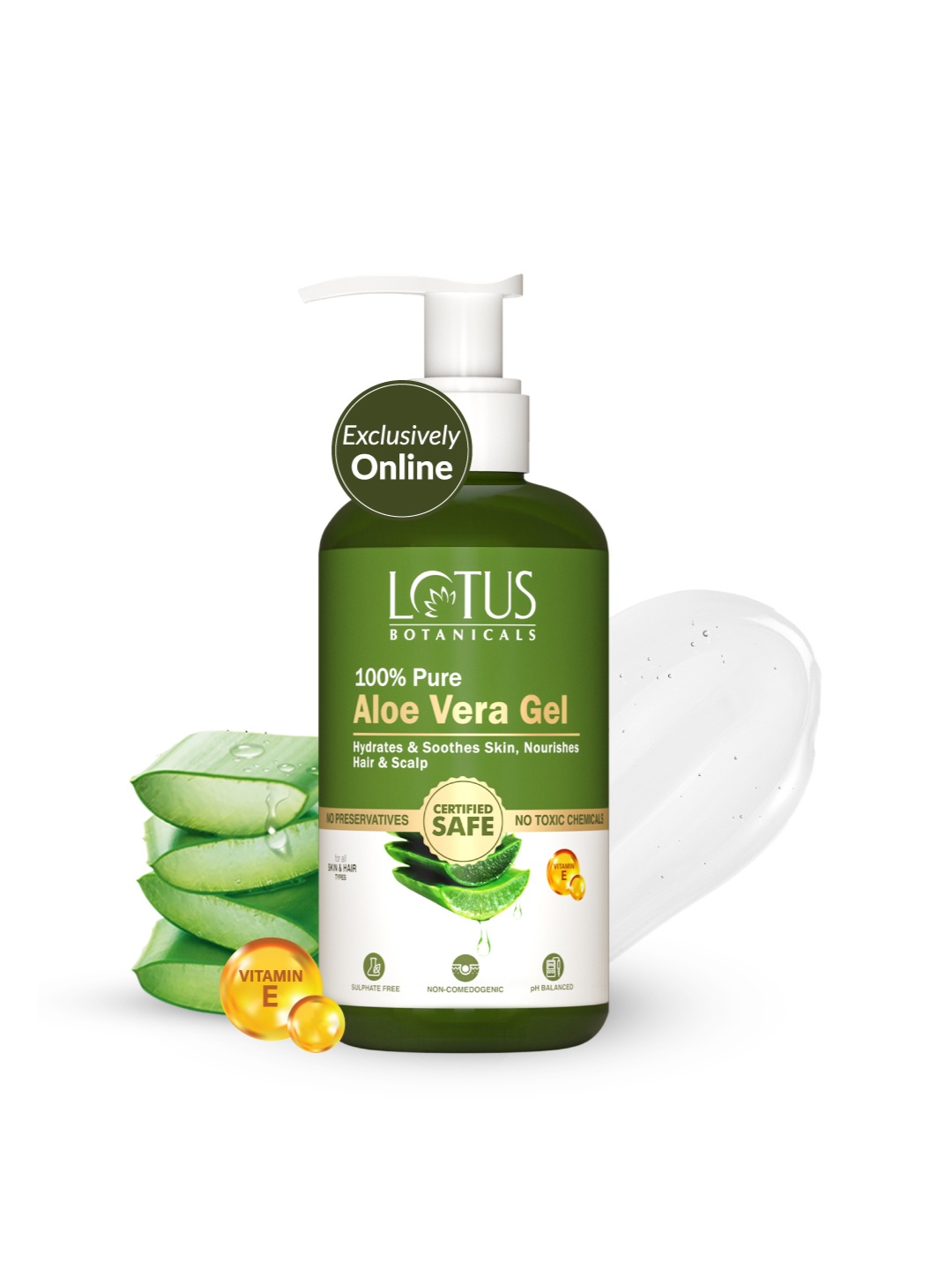

Lotus Botanicals 100% Pure Aloe Vera Gel with Vitamin E - 200 ml, Green