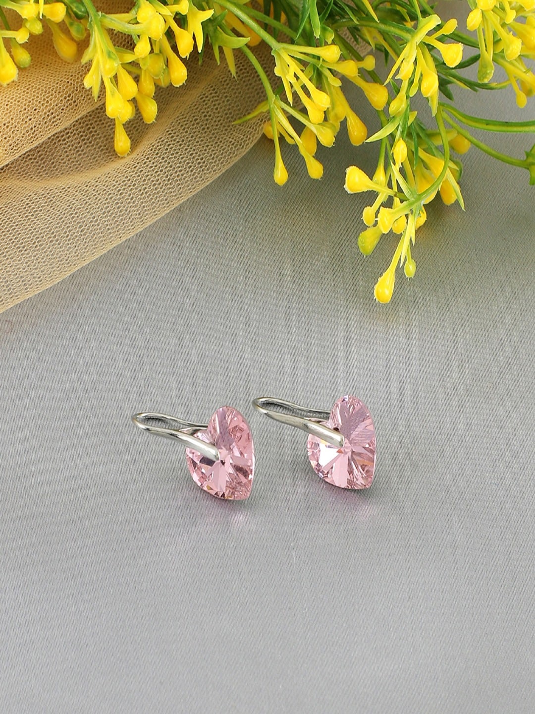

UNIVERSITY TRENDZ Silver Plated Crystals Classic Studs Earrings, Pink