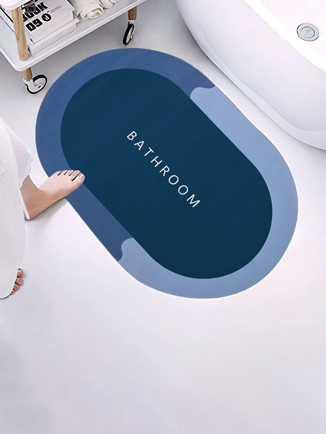 

Cortina 2 Pcs Black & Blue Printed Non-Slip Bath Mats