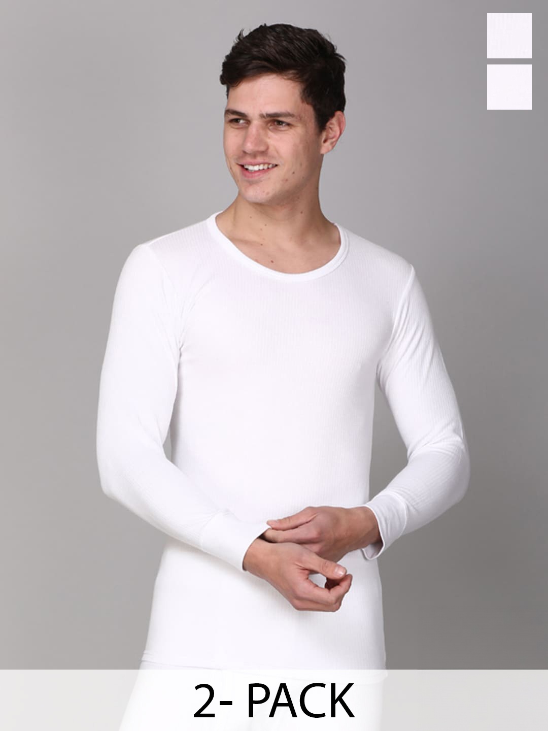

Aerowarm Pack Of 2 Ribbed Thermal Tops, White