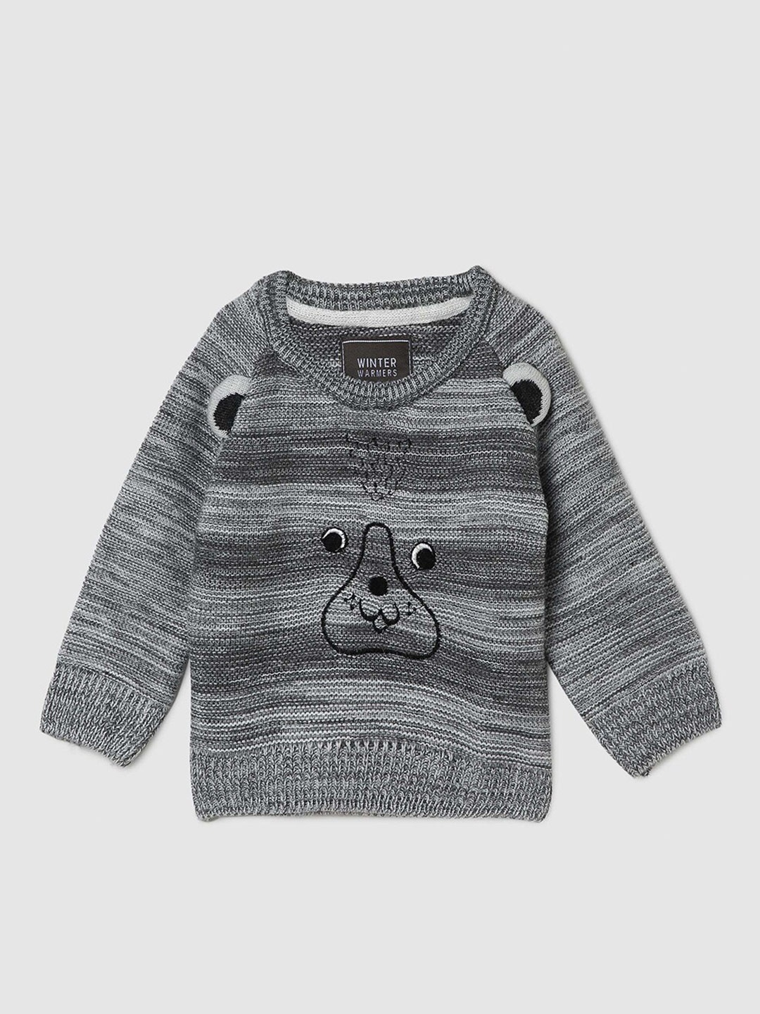 

max Boys Graphic Self Design Acrylic Pullover, Grey