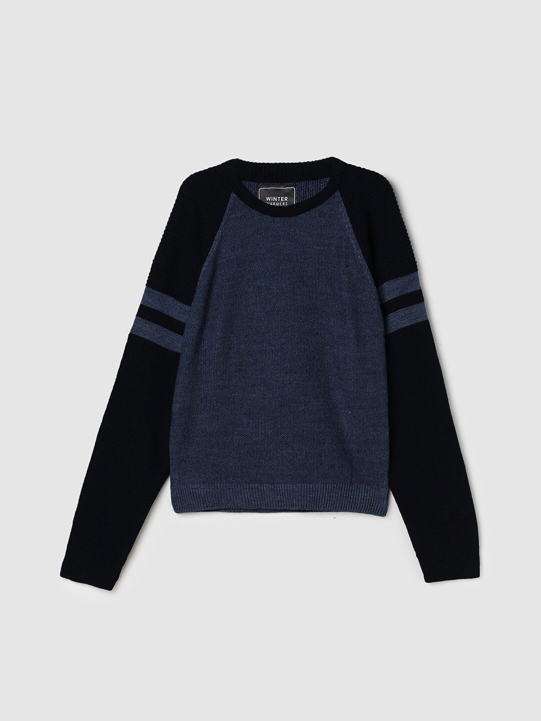 

max Boys Colourblocked Acrylic Pullover Sweaters, Blue
