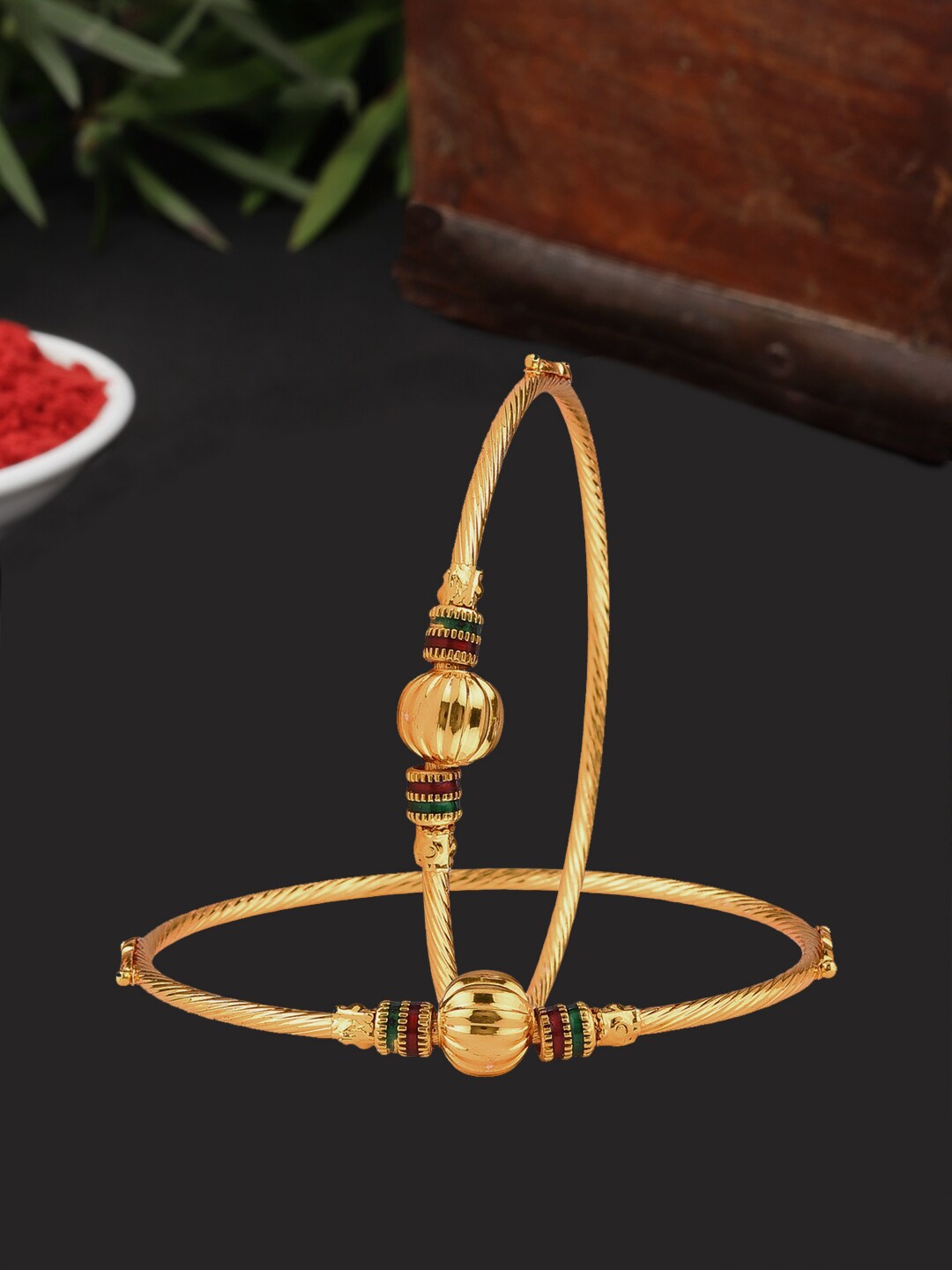 

ZENEME Set Of 2 Gold-Plated Bangles