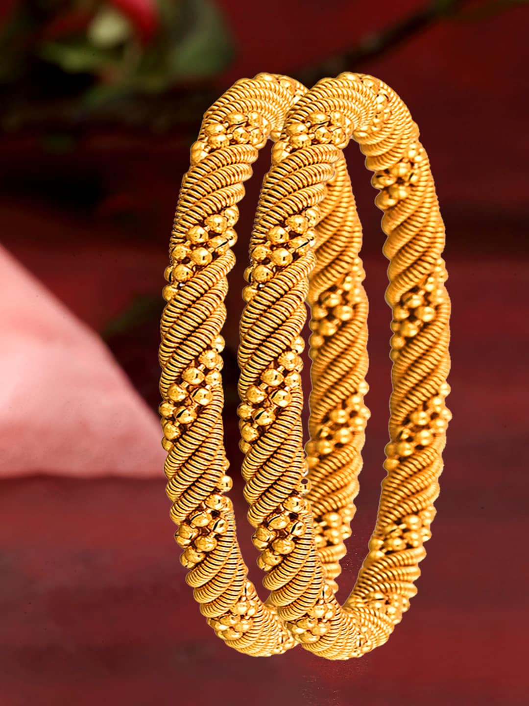 

ZENEME Set Of 2 Gold Plated Bangles