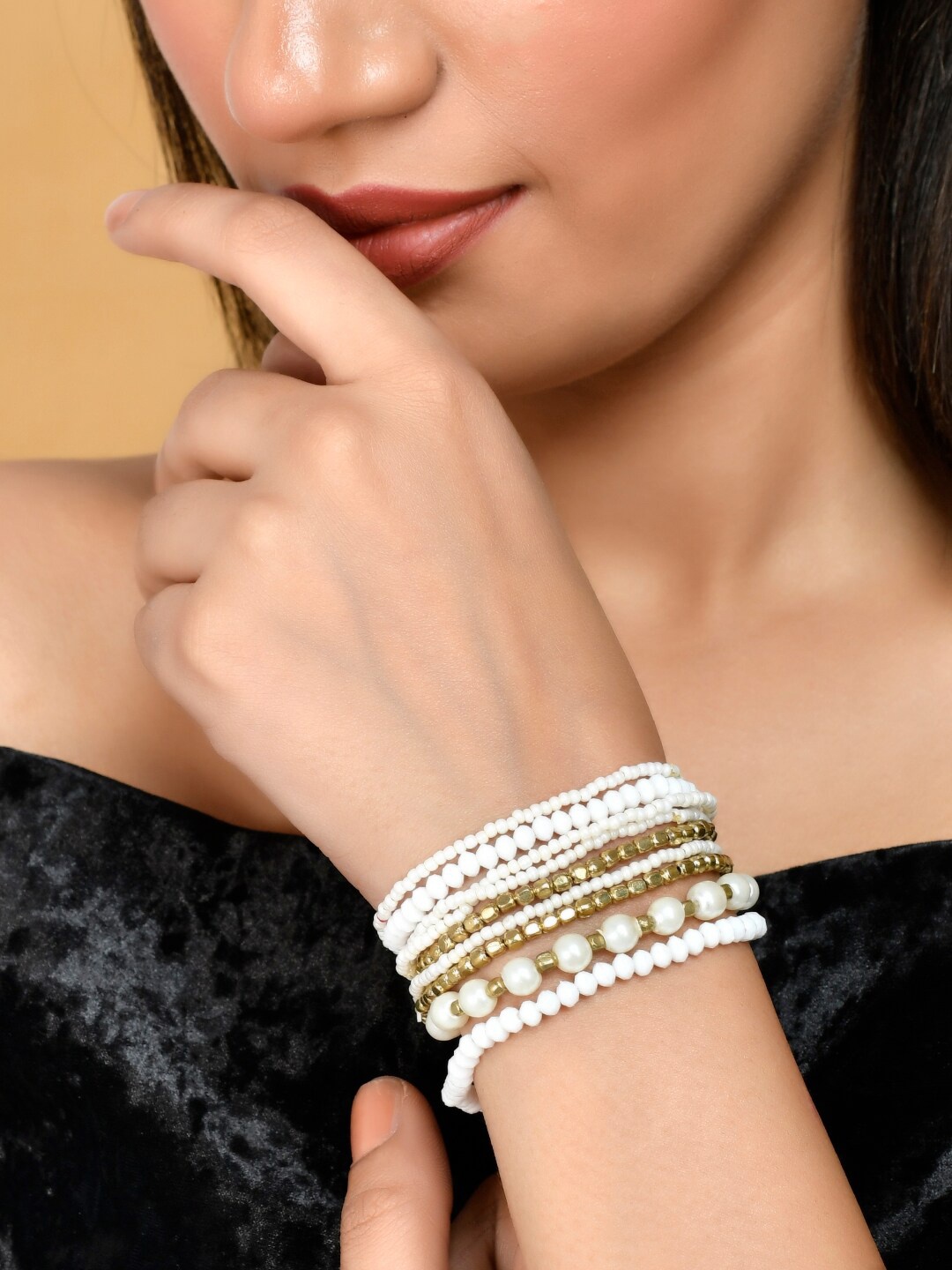 

Infuzze Beaded Multistrand Bracelet, Gold